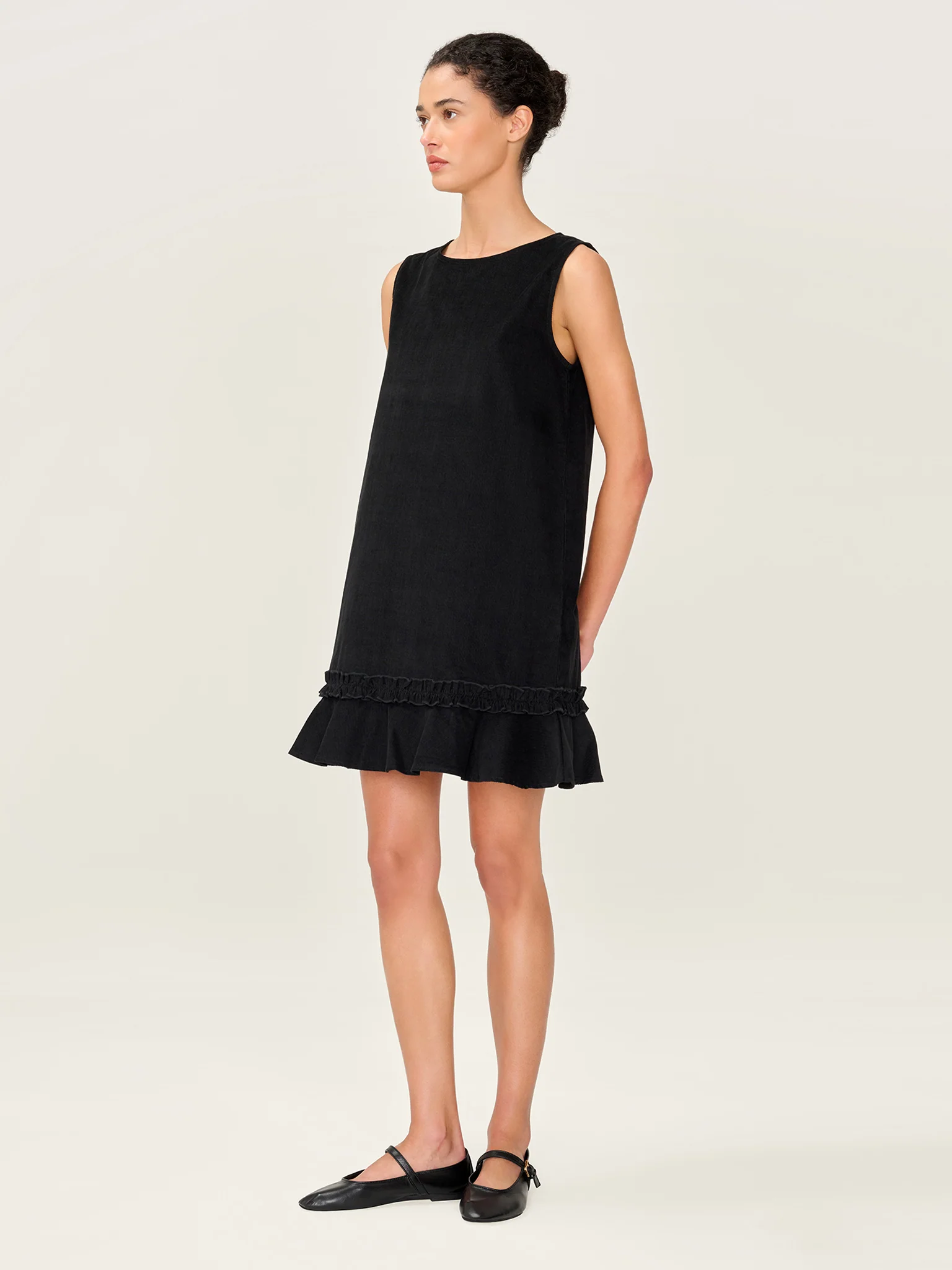 Adora Cord Dress in Black - Image 3