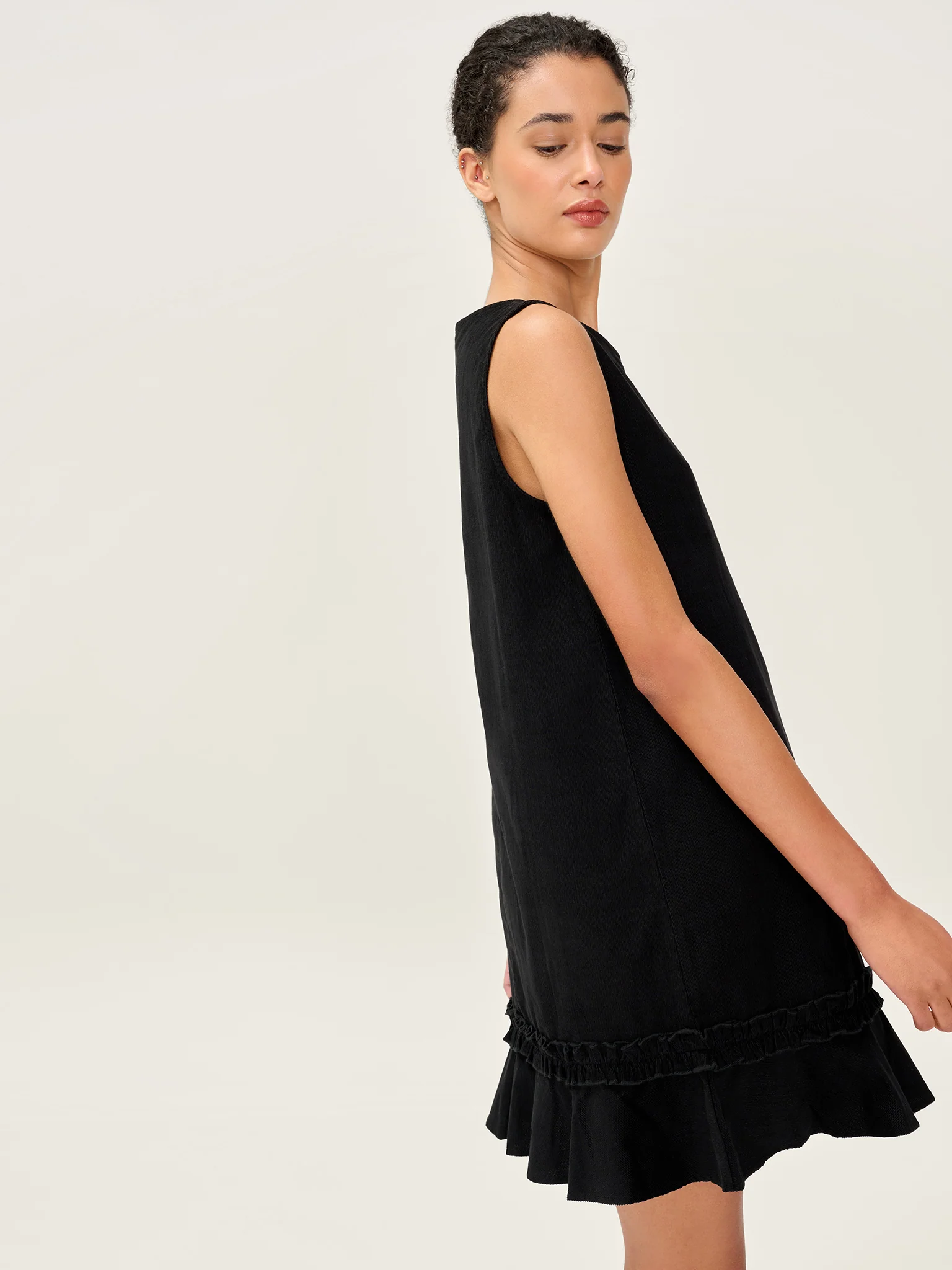 Adora Cord Dress in Black - Image 4