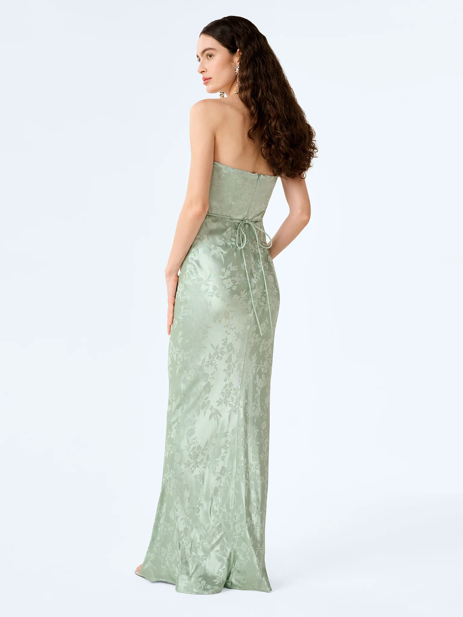 Amdra Jacquard Dress in Sage - Image 3
