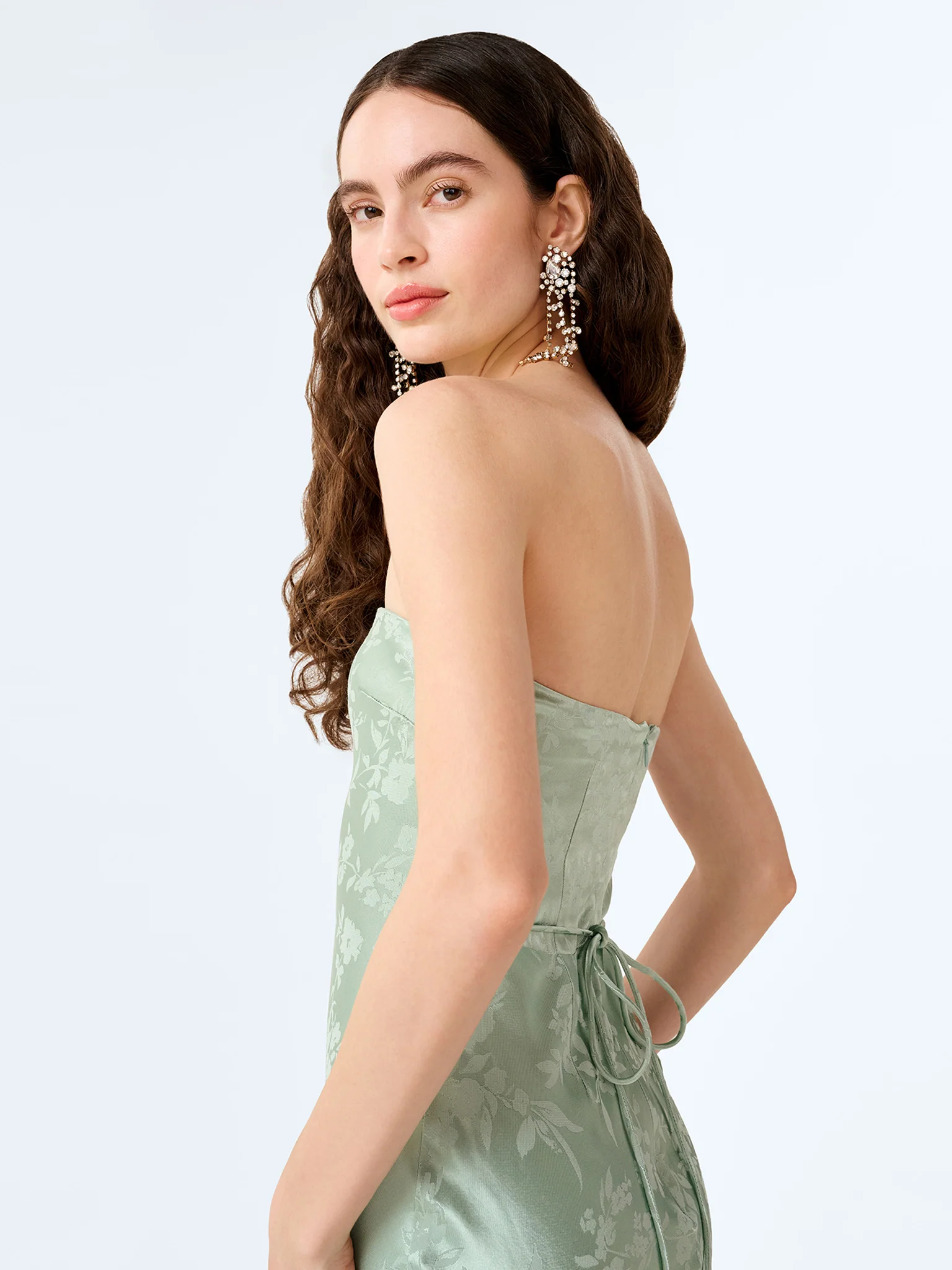 Amdra Jacquard Dress in Sage - Image 4