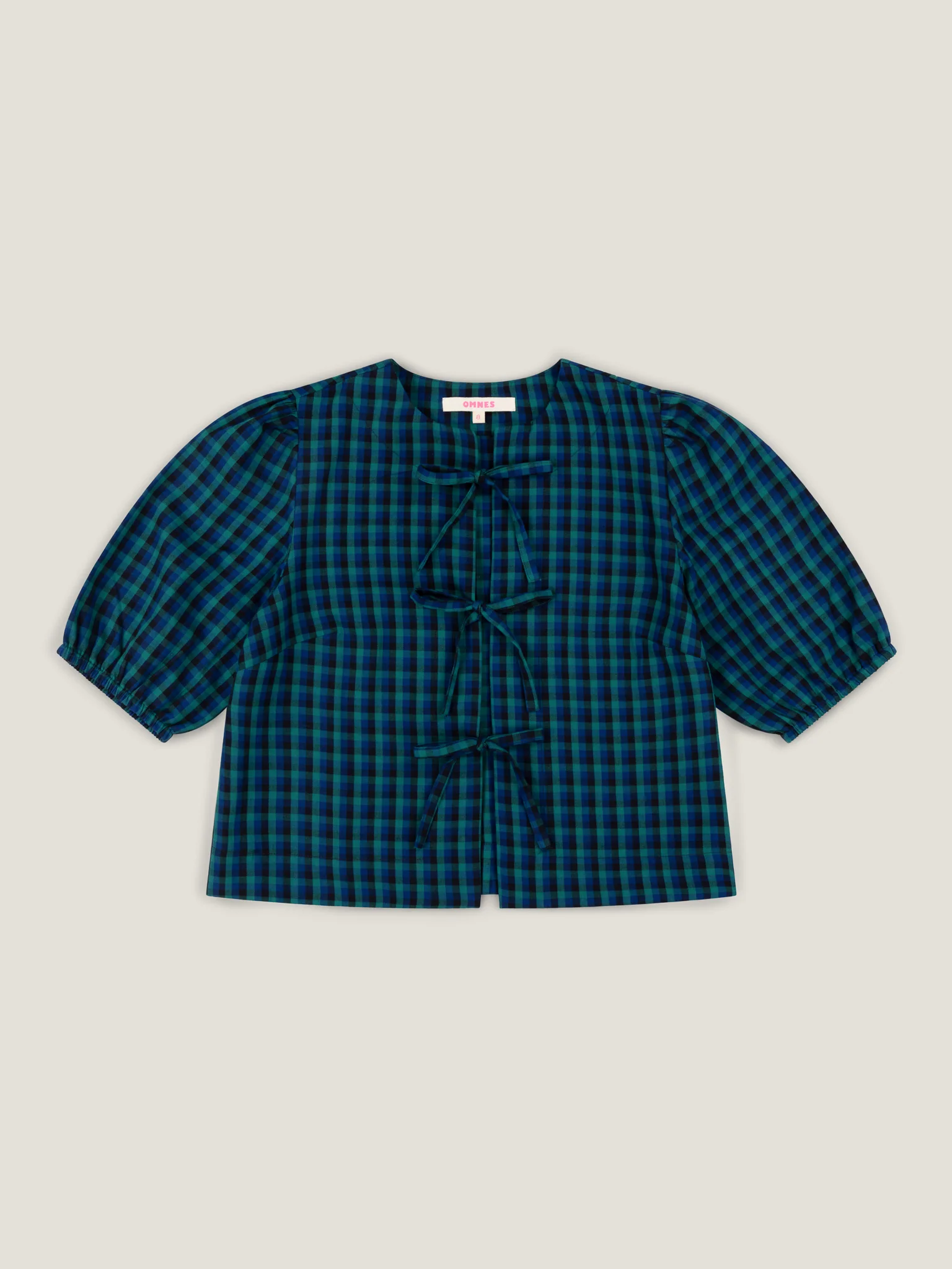 Apollo Blouse in Blue and Green Check - Image 7