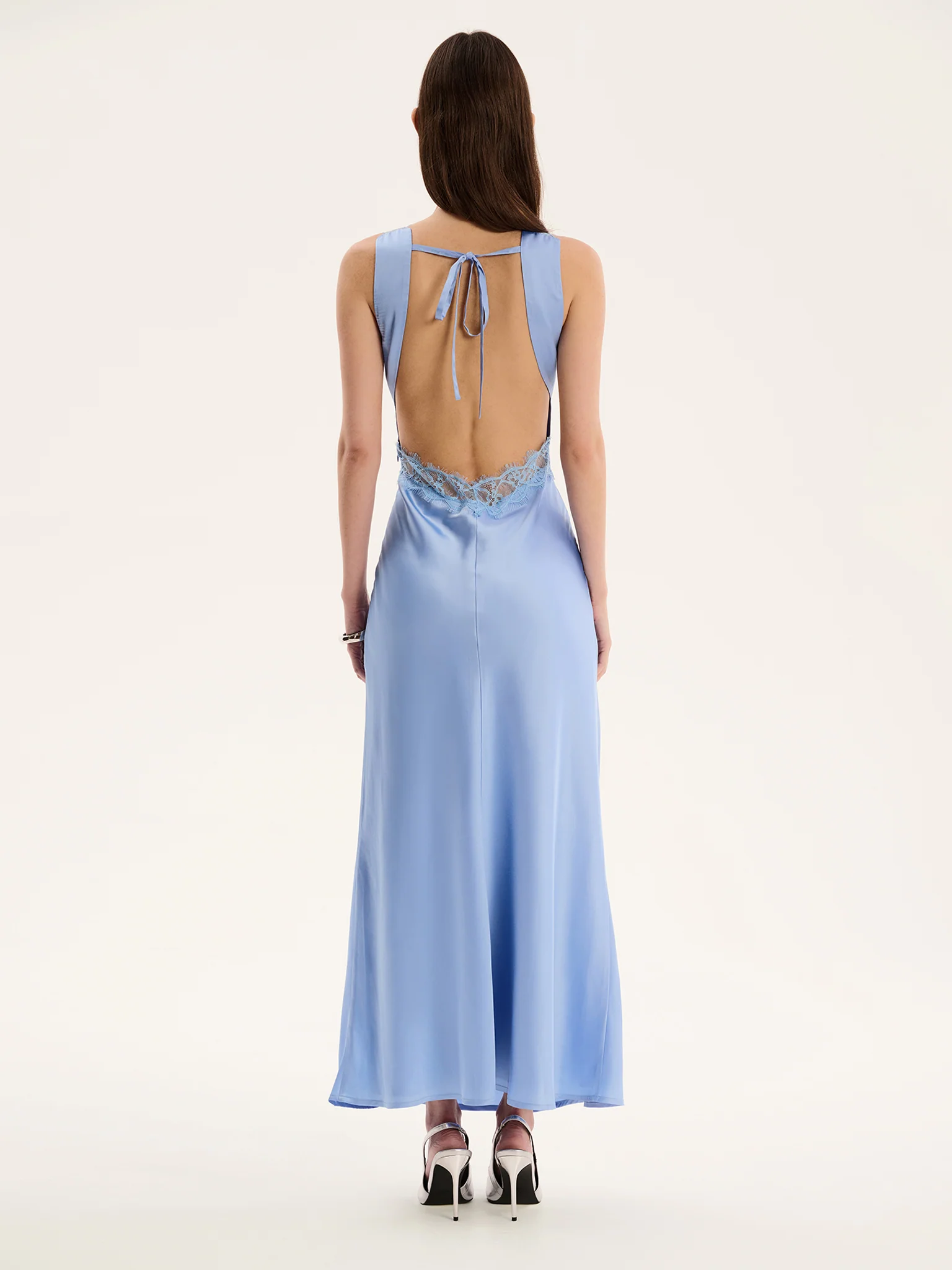 Aurelia Lace Trim Maxi Dress in Blue - Image 4