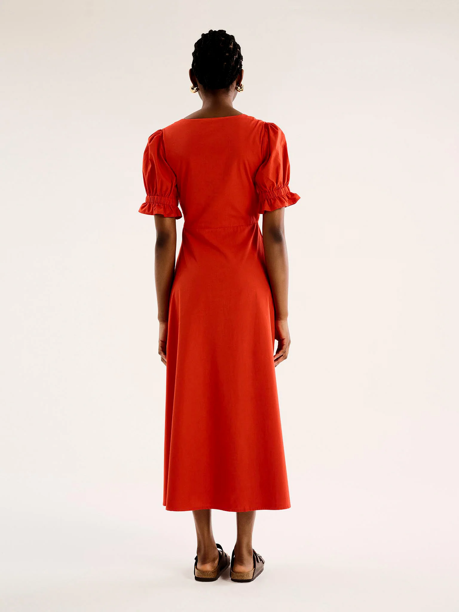 Beverly V Neck Dress in Red - Image 3