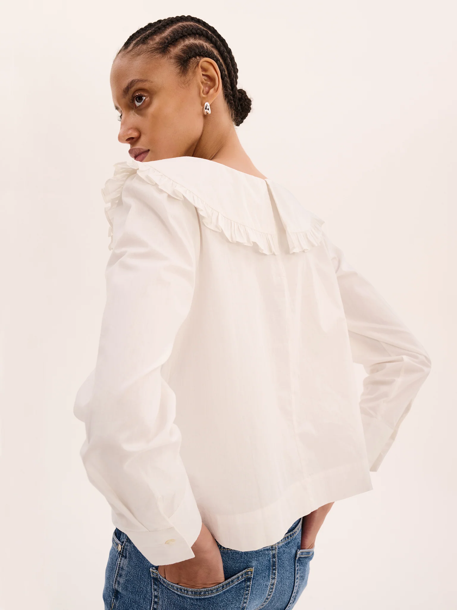 Briony Frill Blouse in White - Image 4
