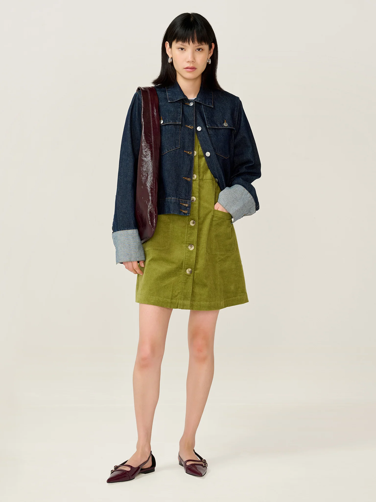 Bunni Cord Dress in Moss Green - Image 6