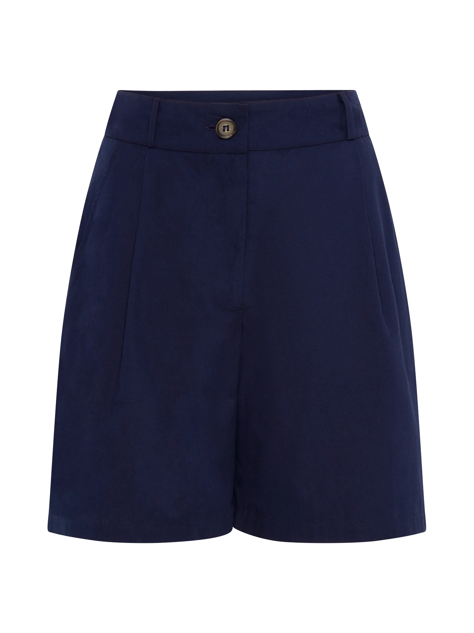 Carlina Pleat Front Shorts in Navy - Image 6