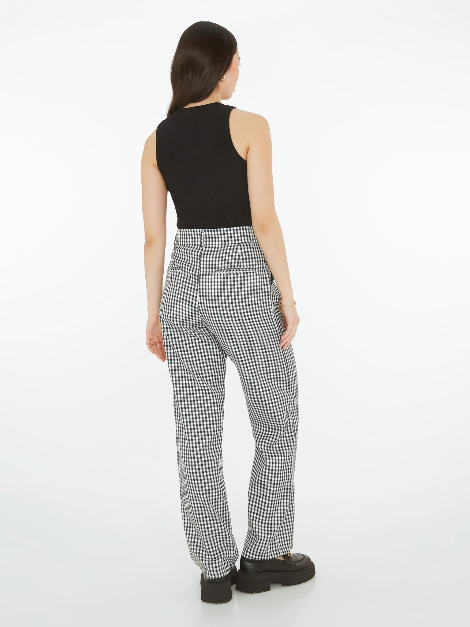 Cinnamon Relaxed Trousers in Black & White Check - Image 4