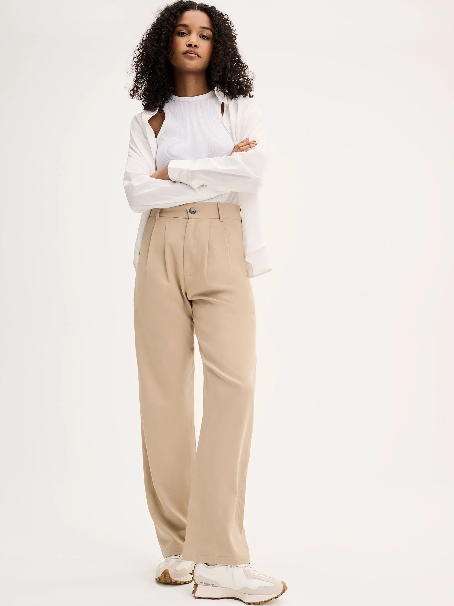 Cinnamon Relaxed Trousers in Beige Cotton/Tencel - Image 4