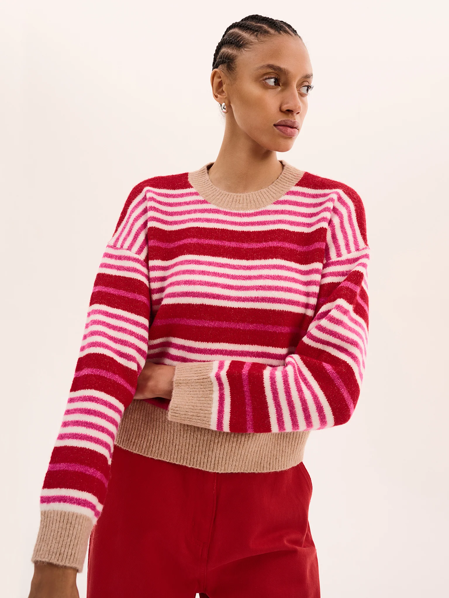 Clementine Stripe Jumper in Pink and Red - Image 5