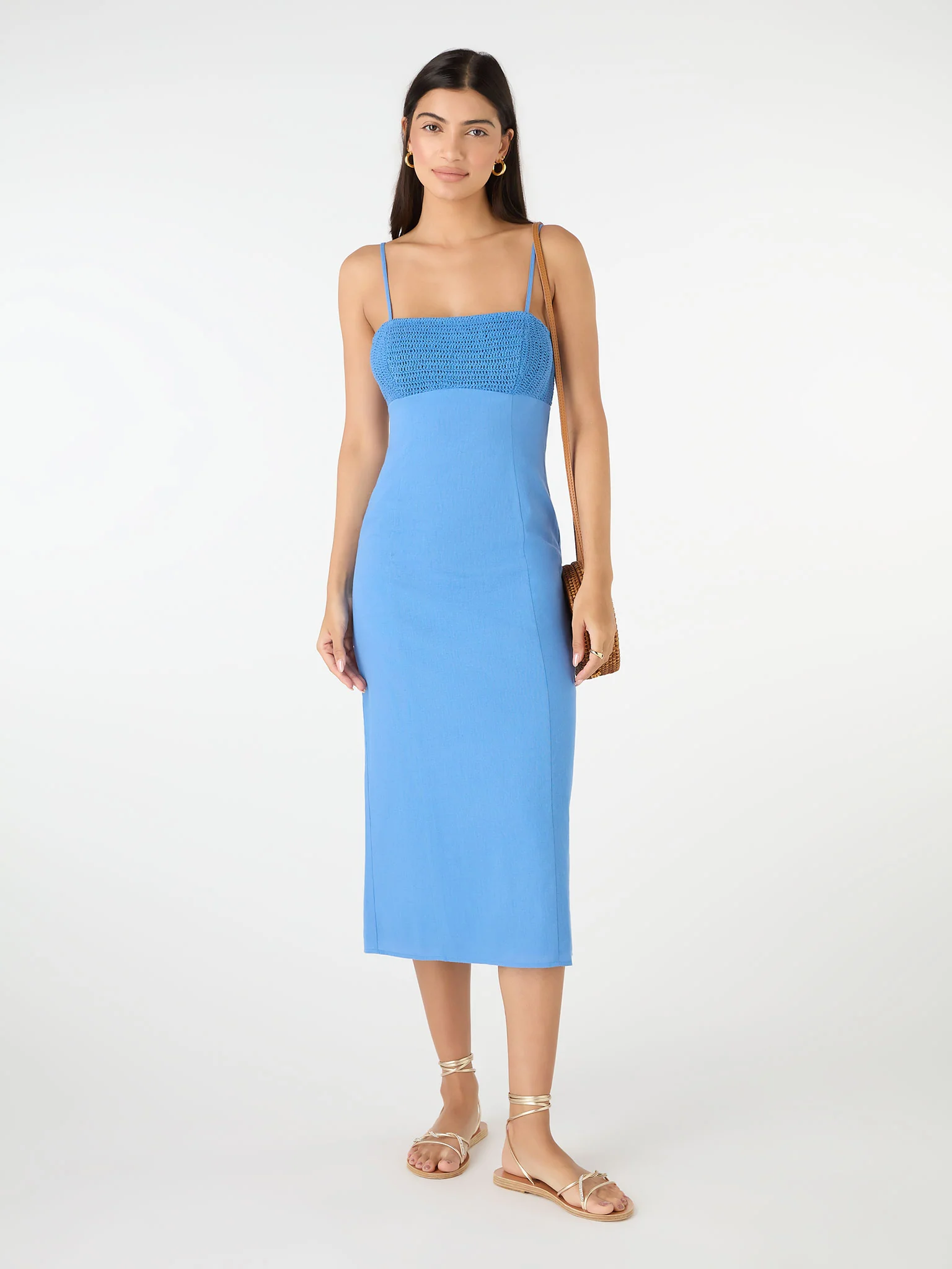 Clements Crochet Midi Dress in Blue - Image 4