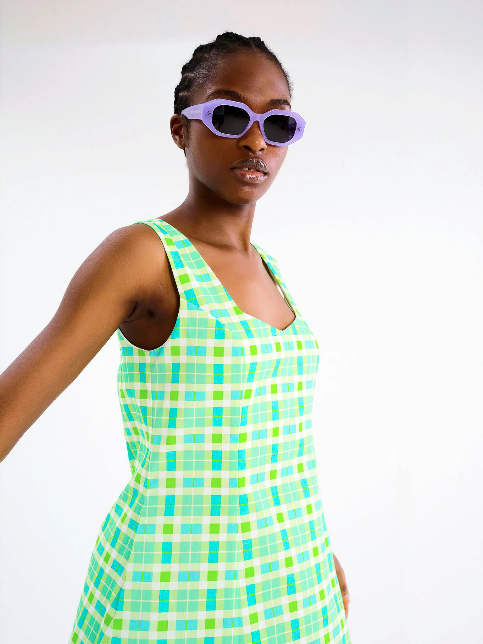 Courtney Mini Dress in Check Print - Image 5