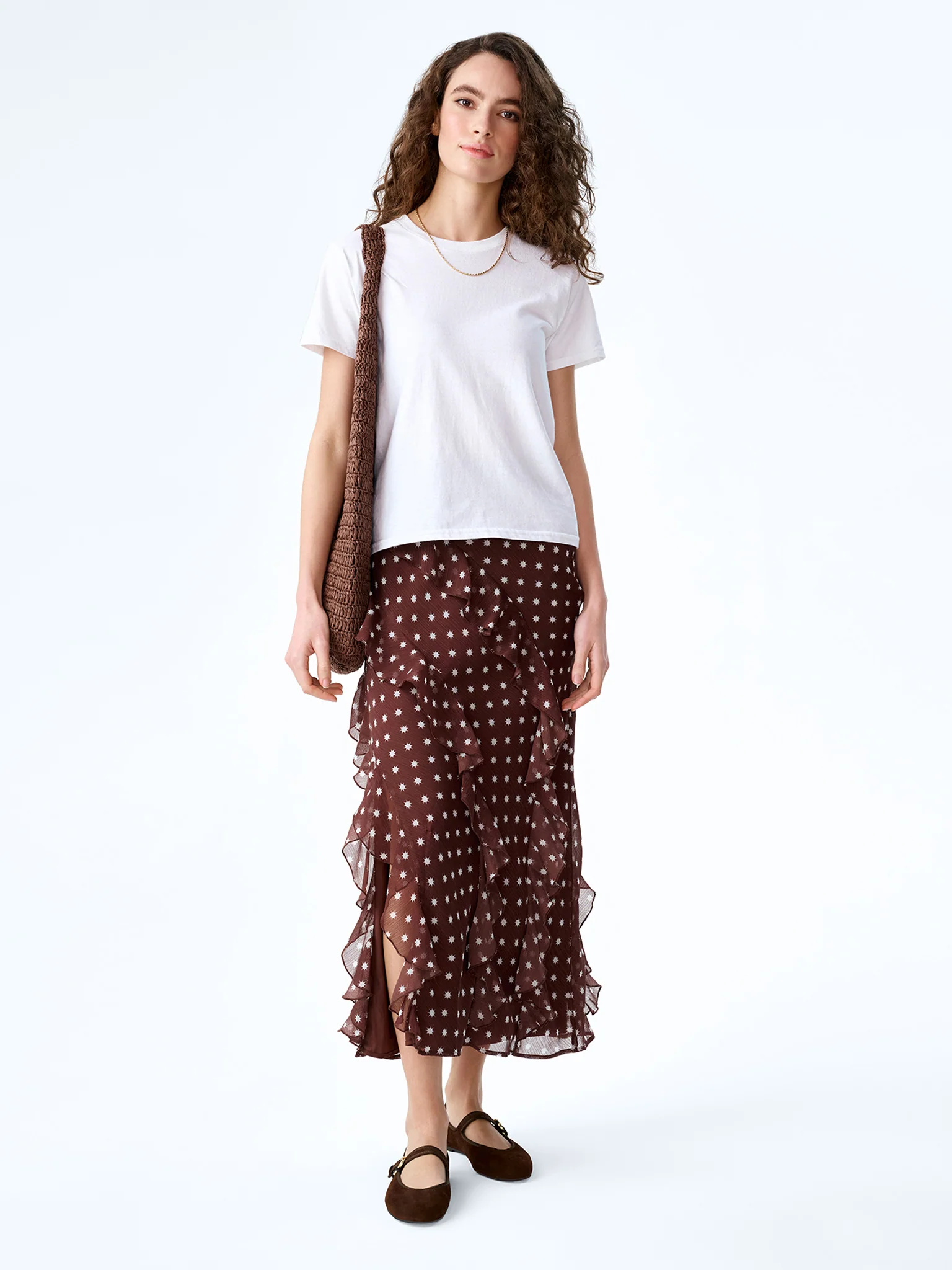 Darline Skirt in Brown Starburst Print - Image 2