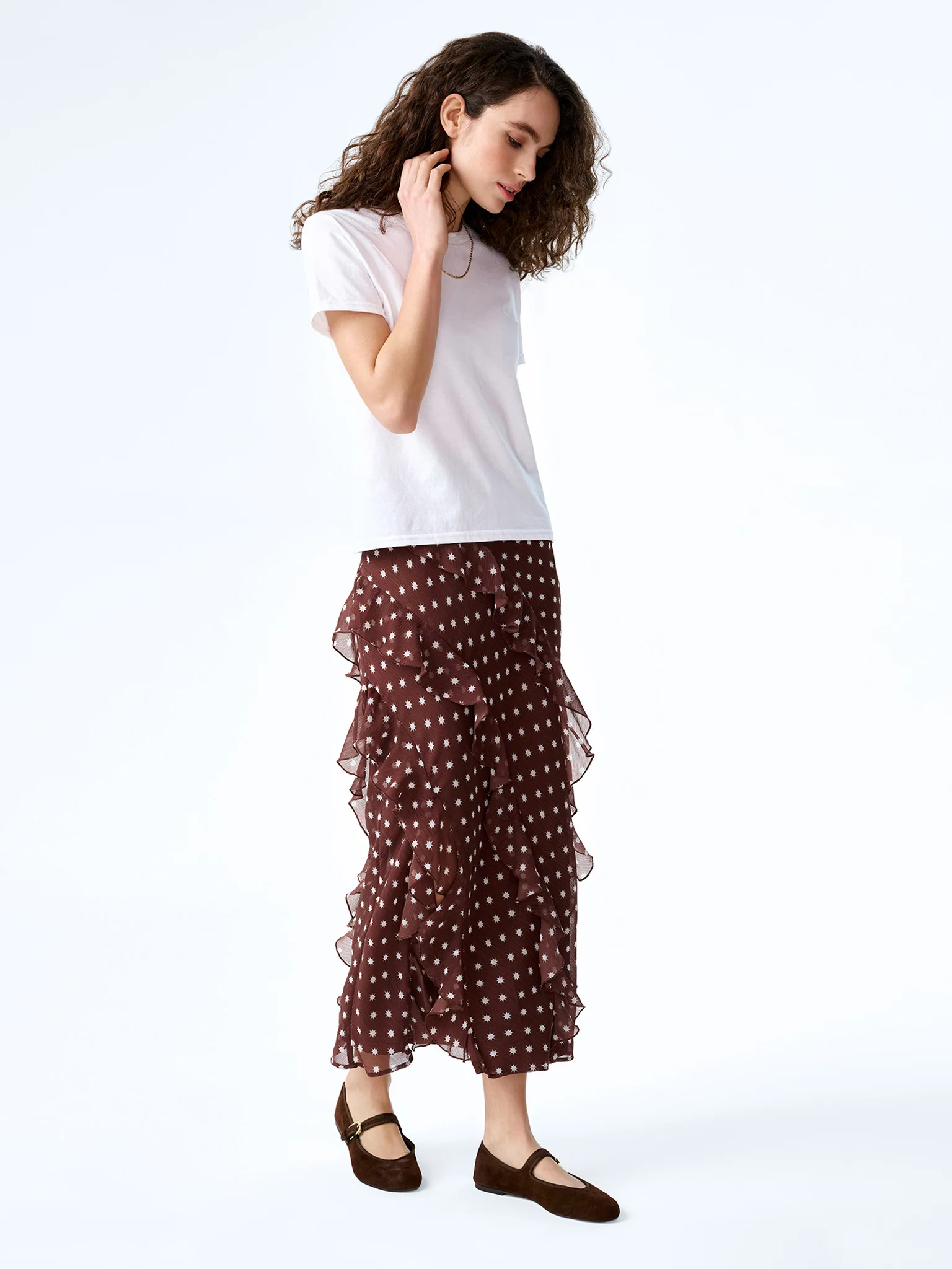 Darline Skirt in Brown Starburst Print - Image 3