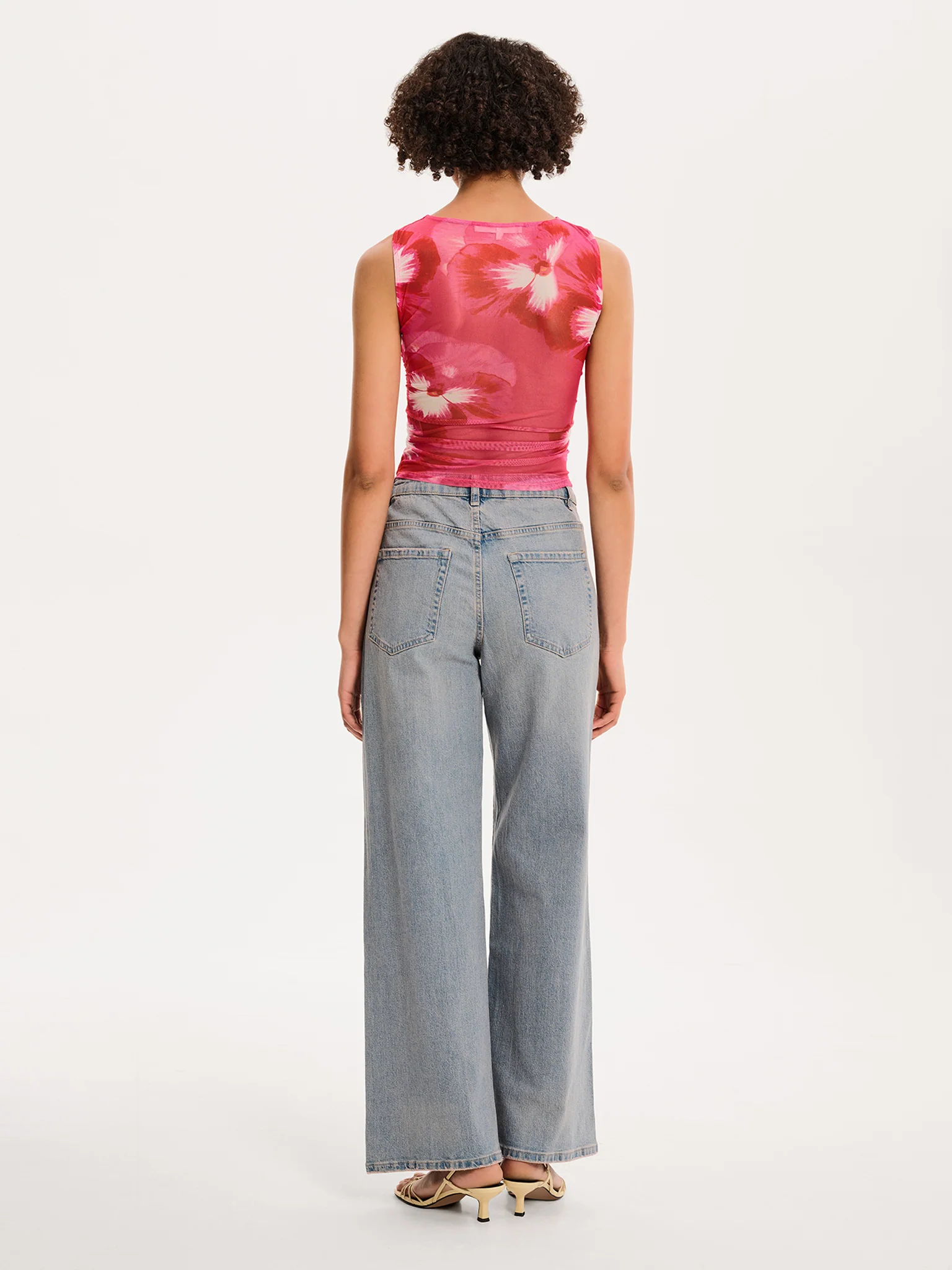 Delia Top in Brightest Floral Pink Print - Image 4