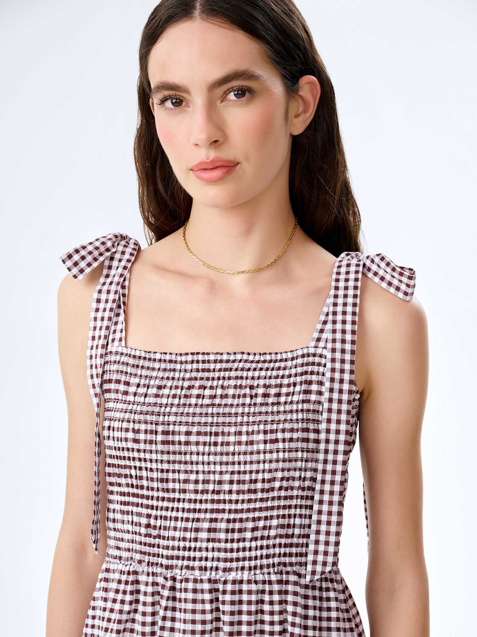 Dixie Dress in Chocolate and Cream Gingham - Image 4