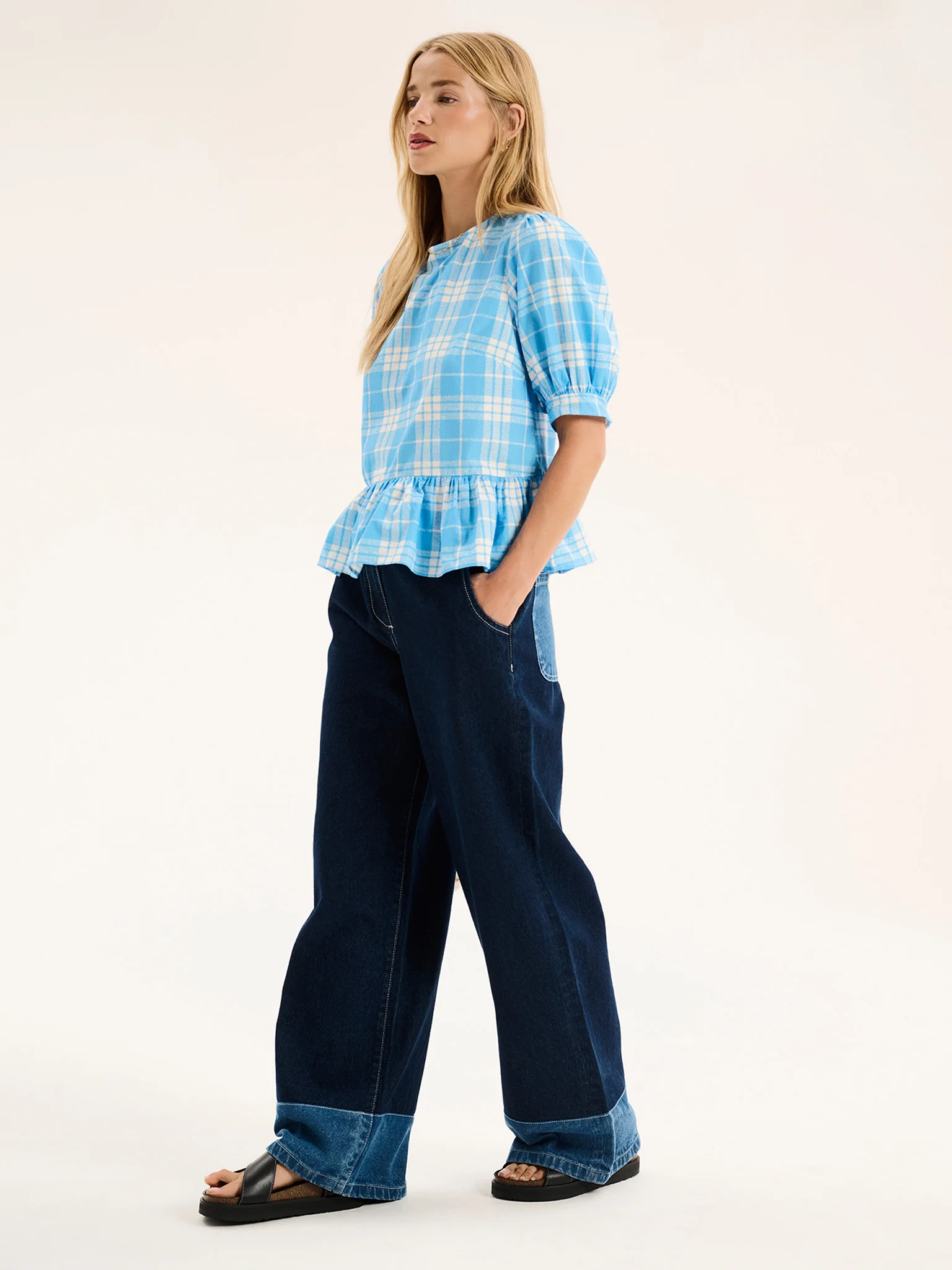 Ellie Frill Hem Puff Sleeve Printed Cotton Blouse - Image 2