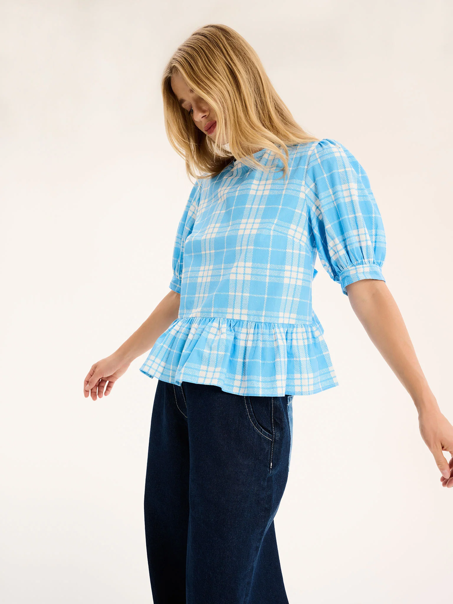 Ellie Frill Hem Puff Sleeve Printed Cotton Blouse - Image 4