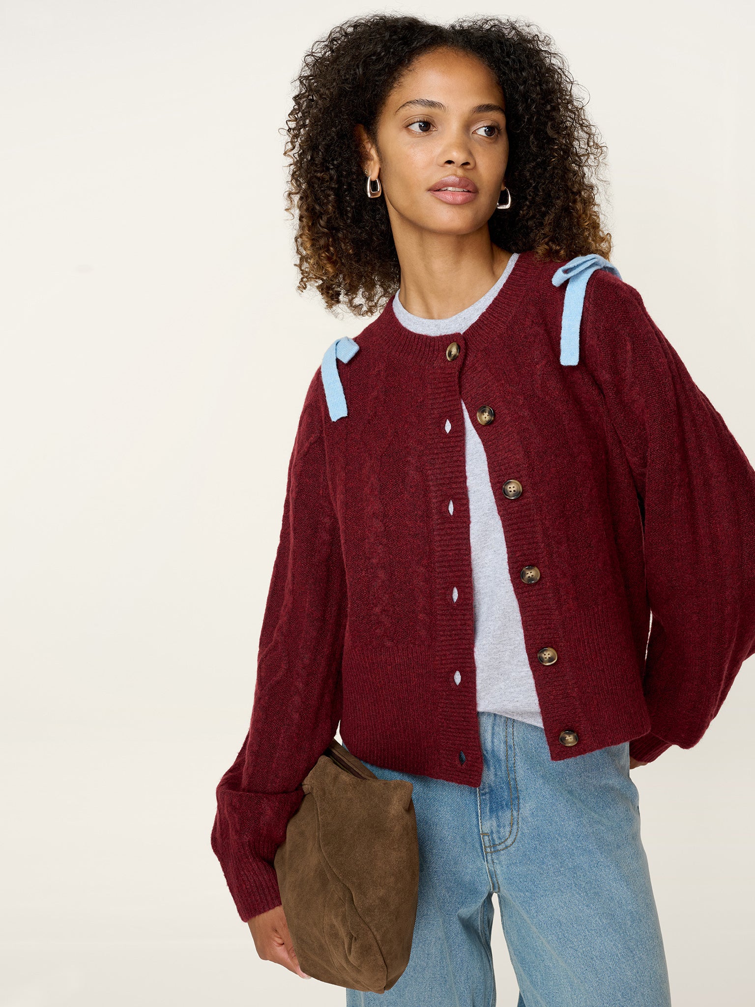 Eugina Cardigan in Merlot - Image 4