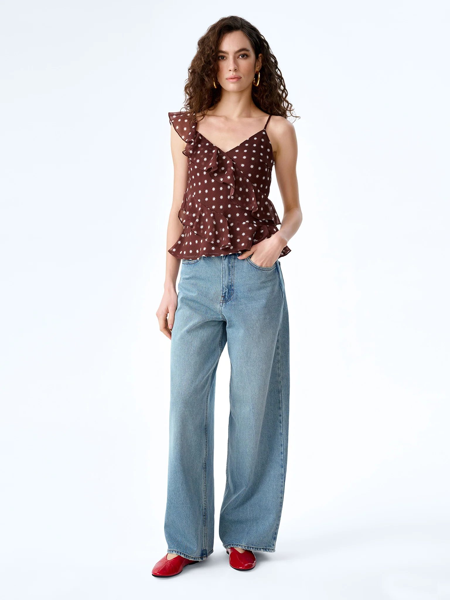 Francie Top in Brown Starburst Print - Image 3