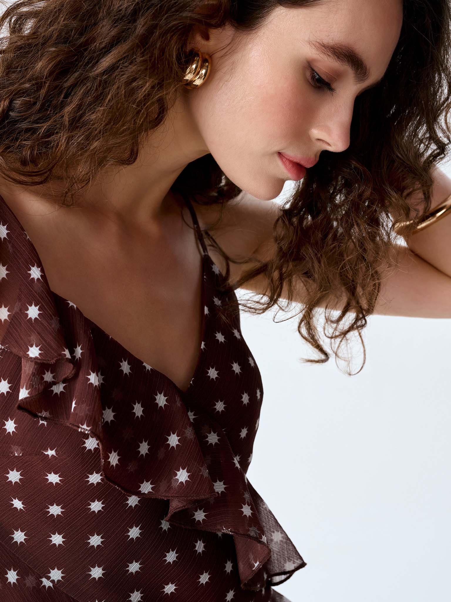 Francie Top in Brown Starburst Print - Image 6