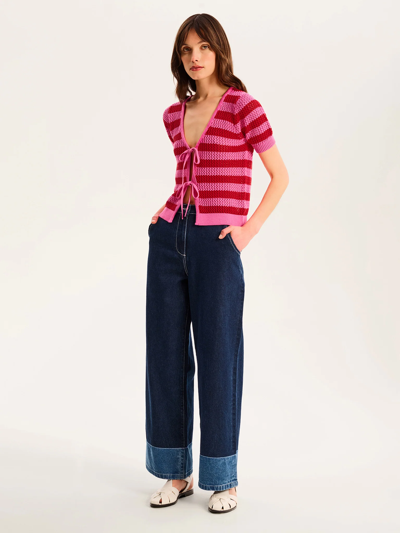 Harper Stripe Knit Top in Pink/Red - Image 3