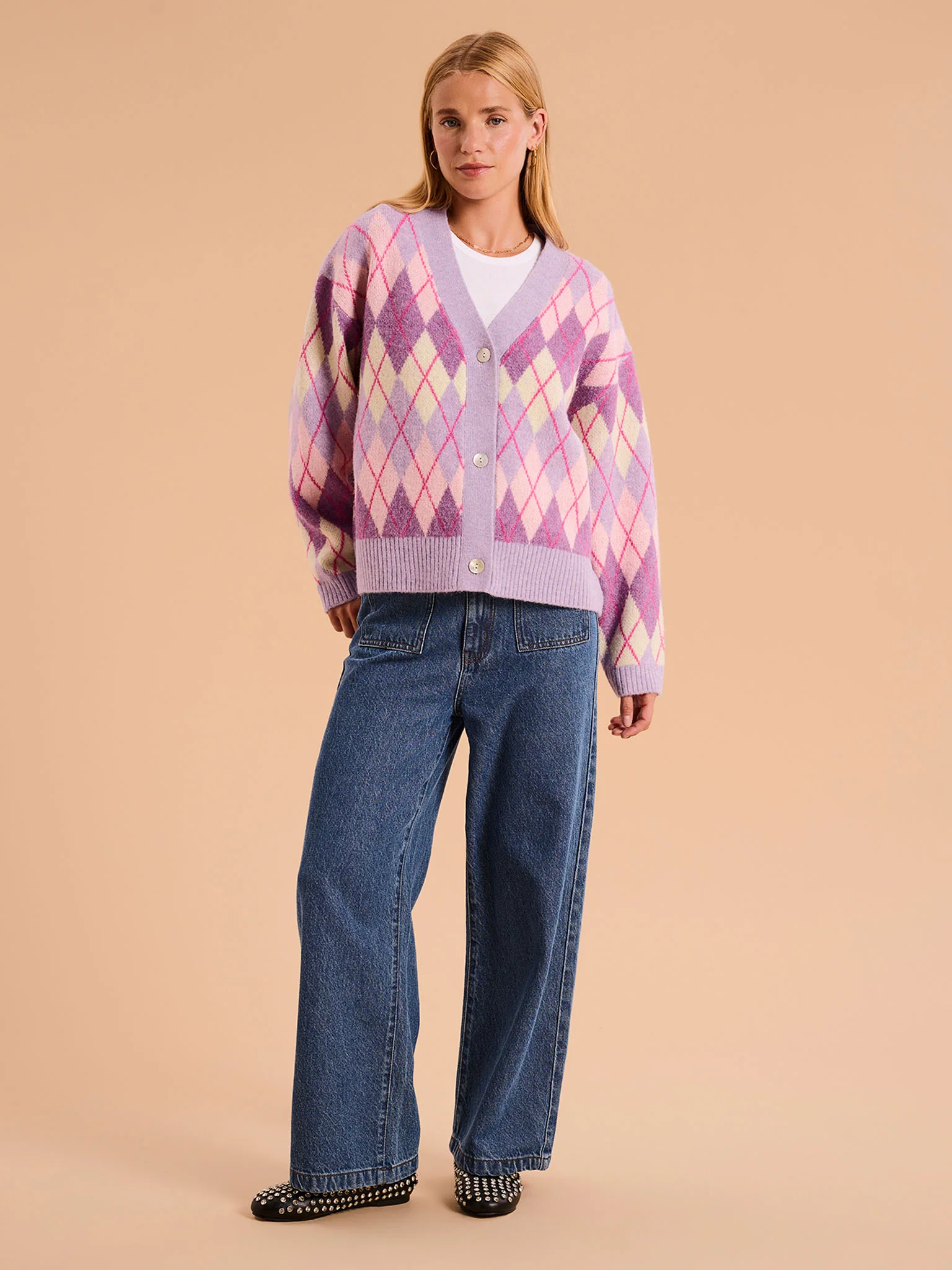 Henni Argyle Cardigan in Purple