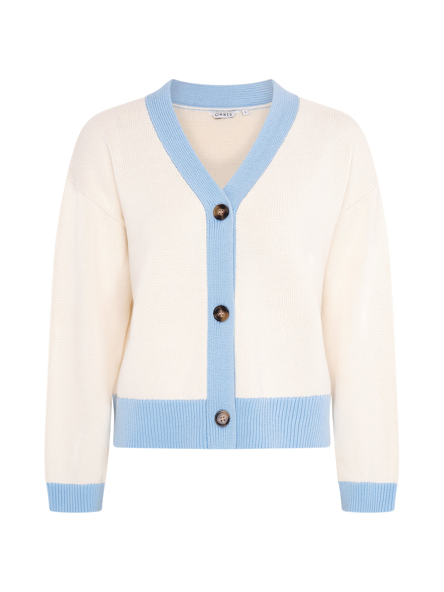 Henni Cotton Cardigan in Cream and Blue - Image 5