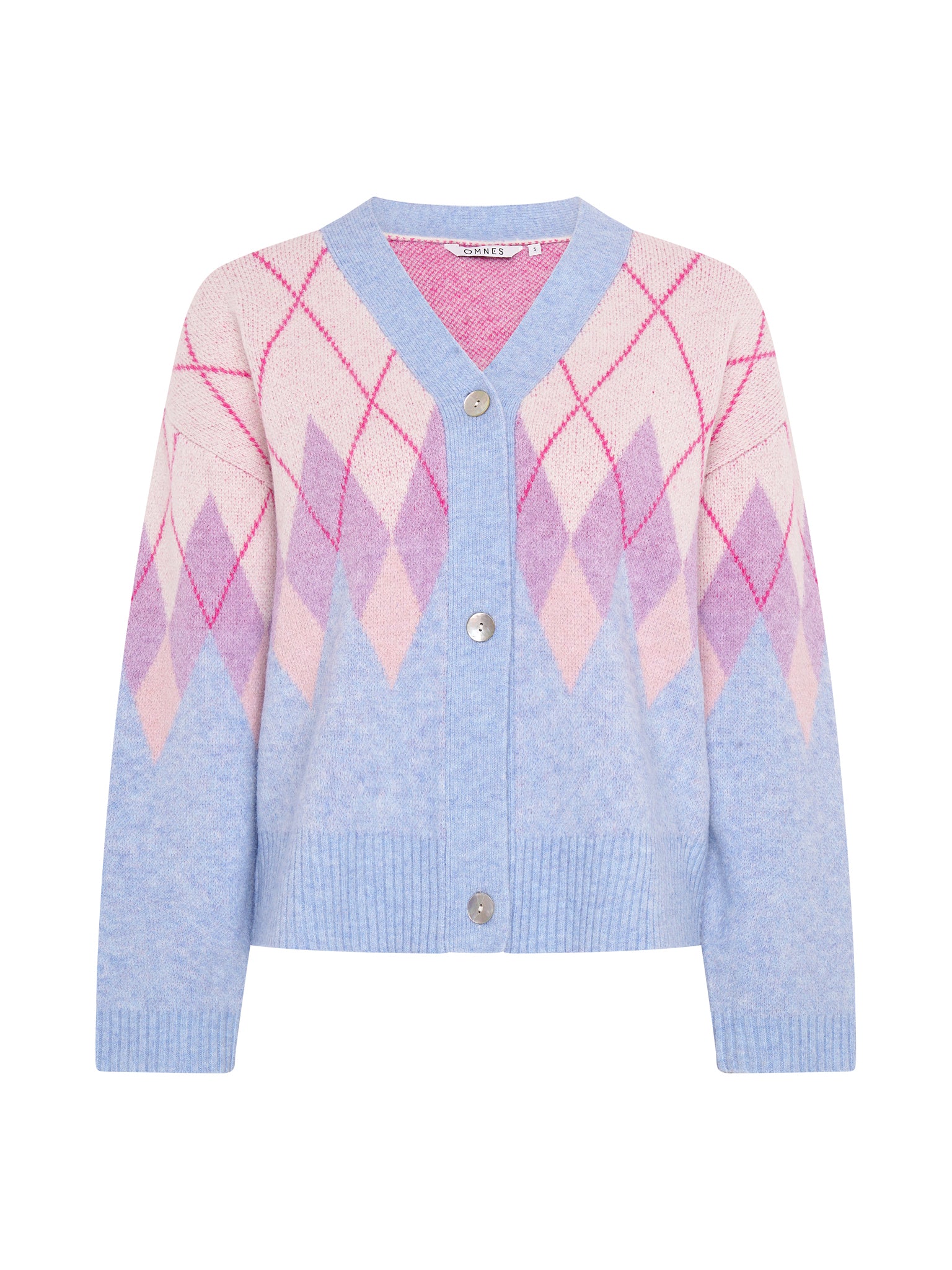 Henni Fluffy Argyle Cardigan in Cream - Image 5