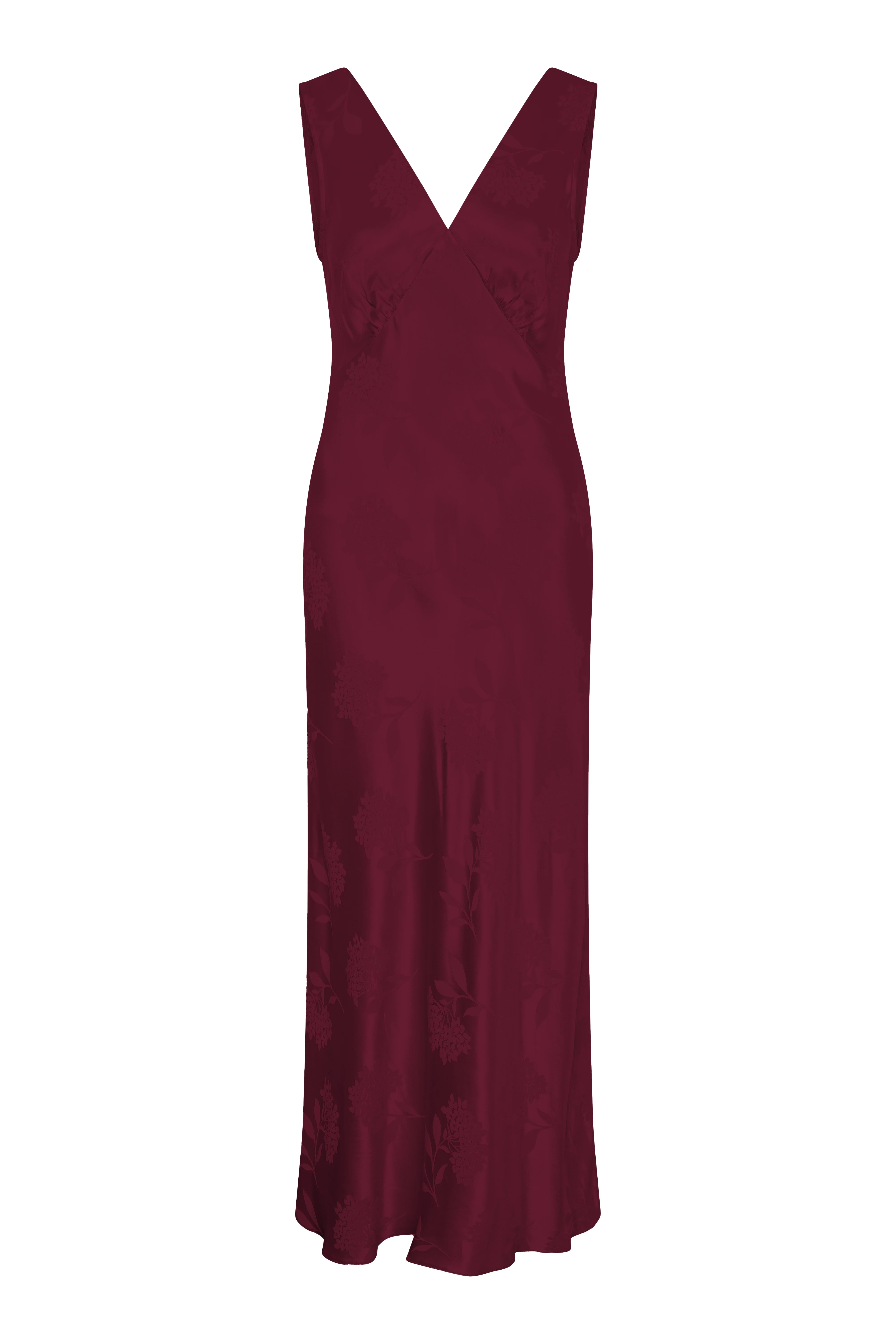 Iris Jacquard Dress in Deep Wine - Image 6