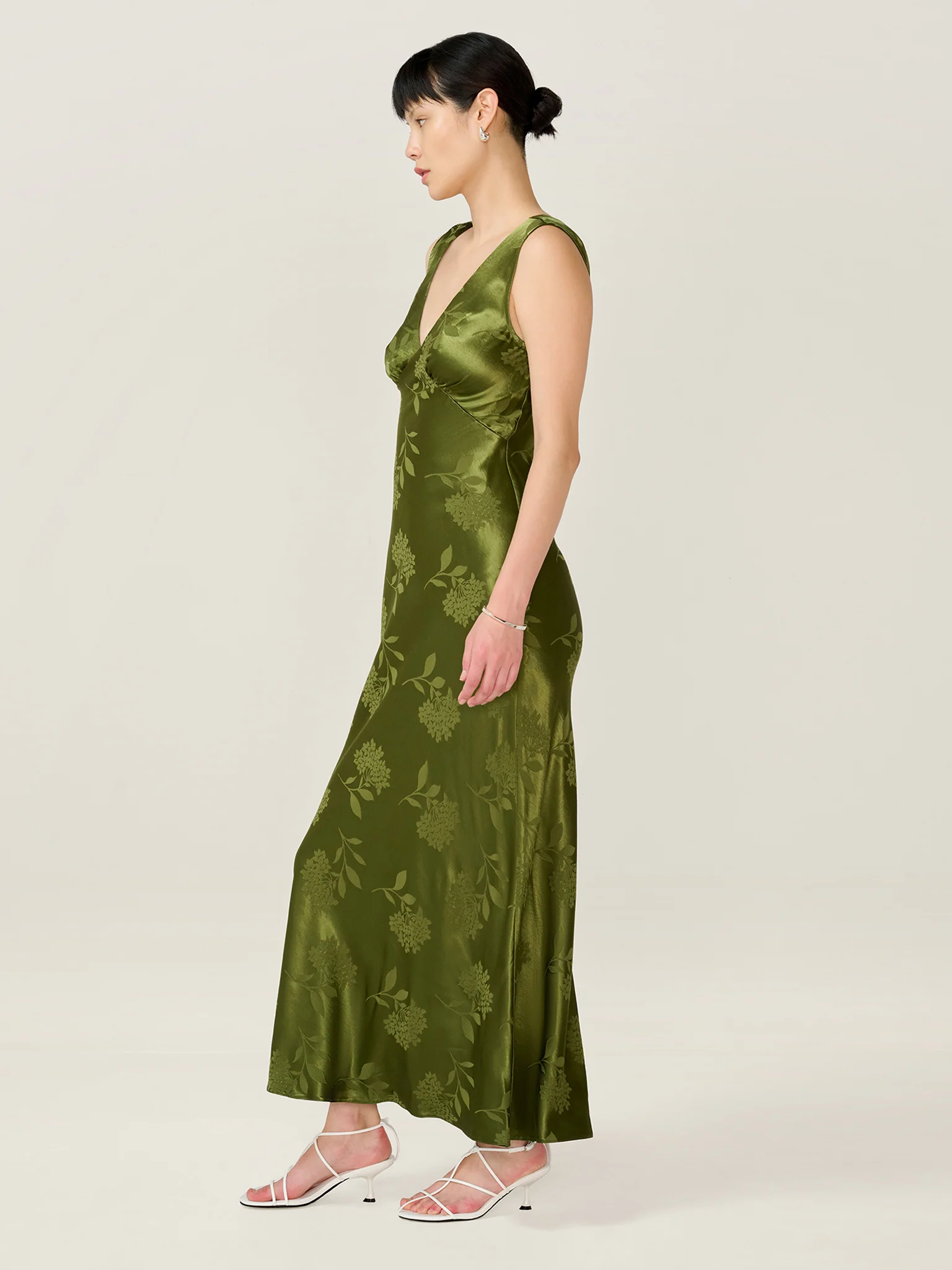 Iris Jacquard Dress in Pear Green - Image 2