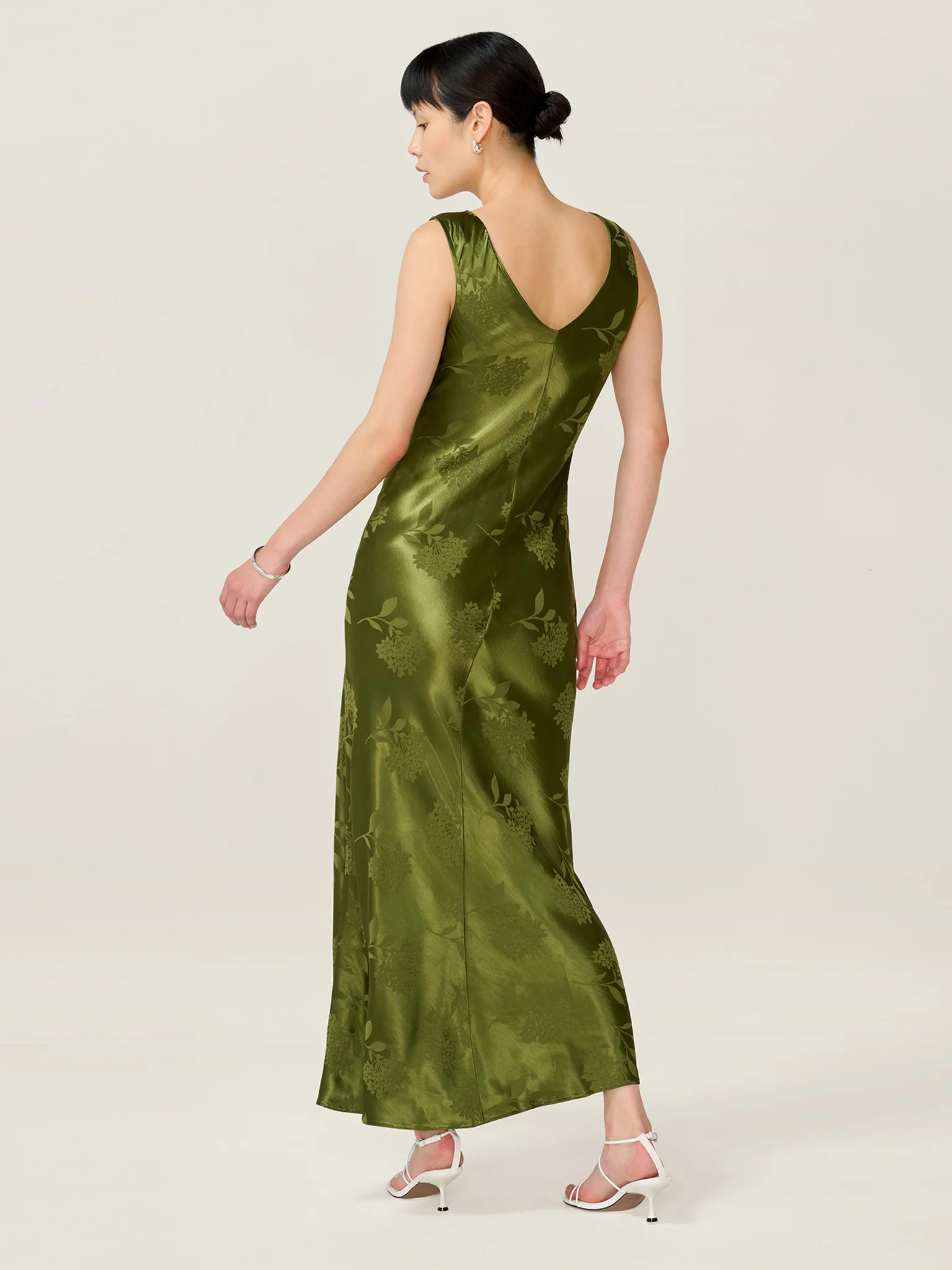 Iris Jacquard Dress in Pear Green - Image 5