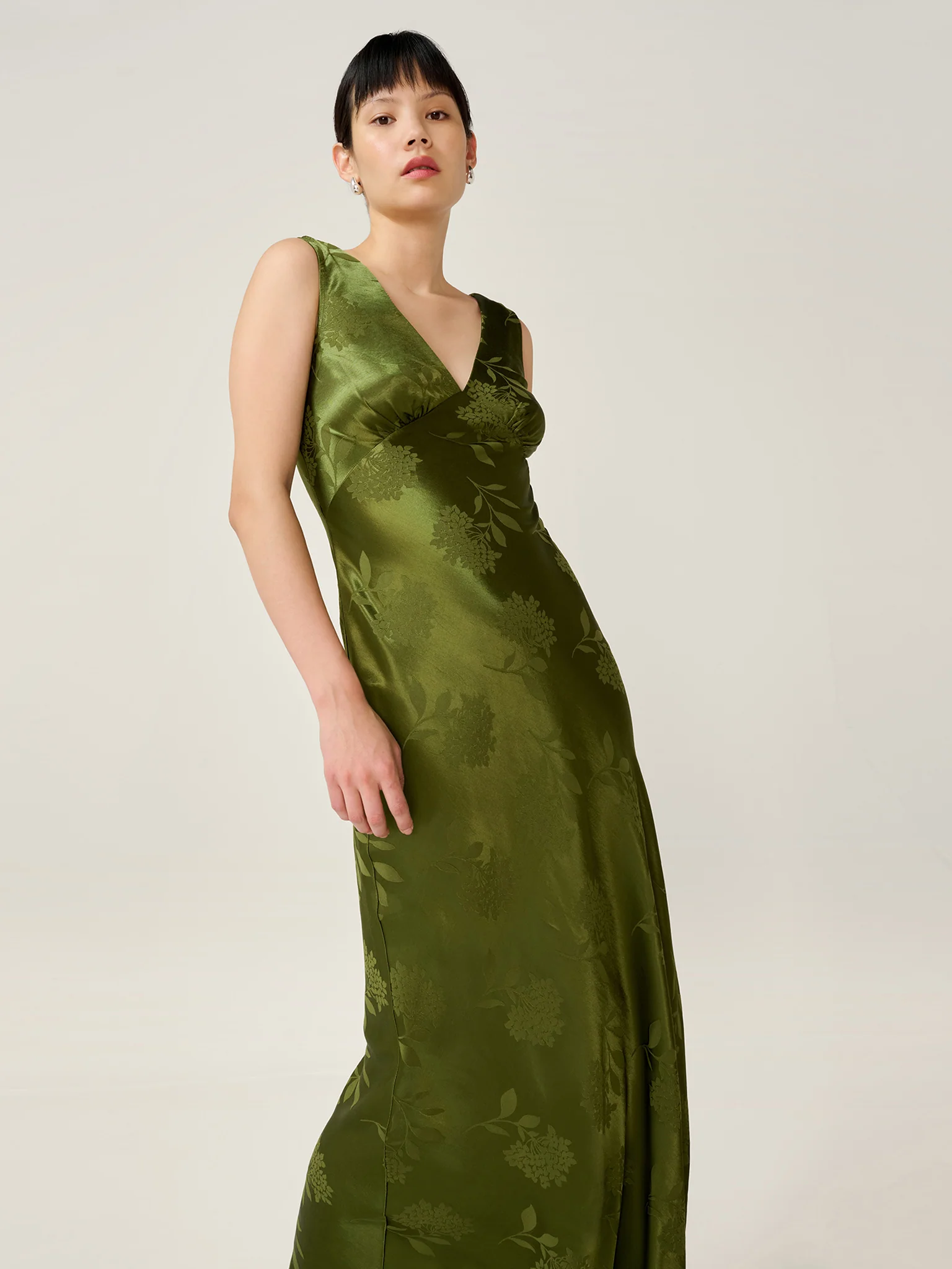 Iris Jacquard Dress in Pear Green - Image 6