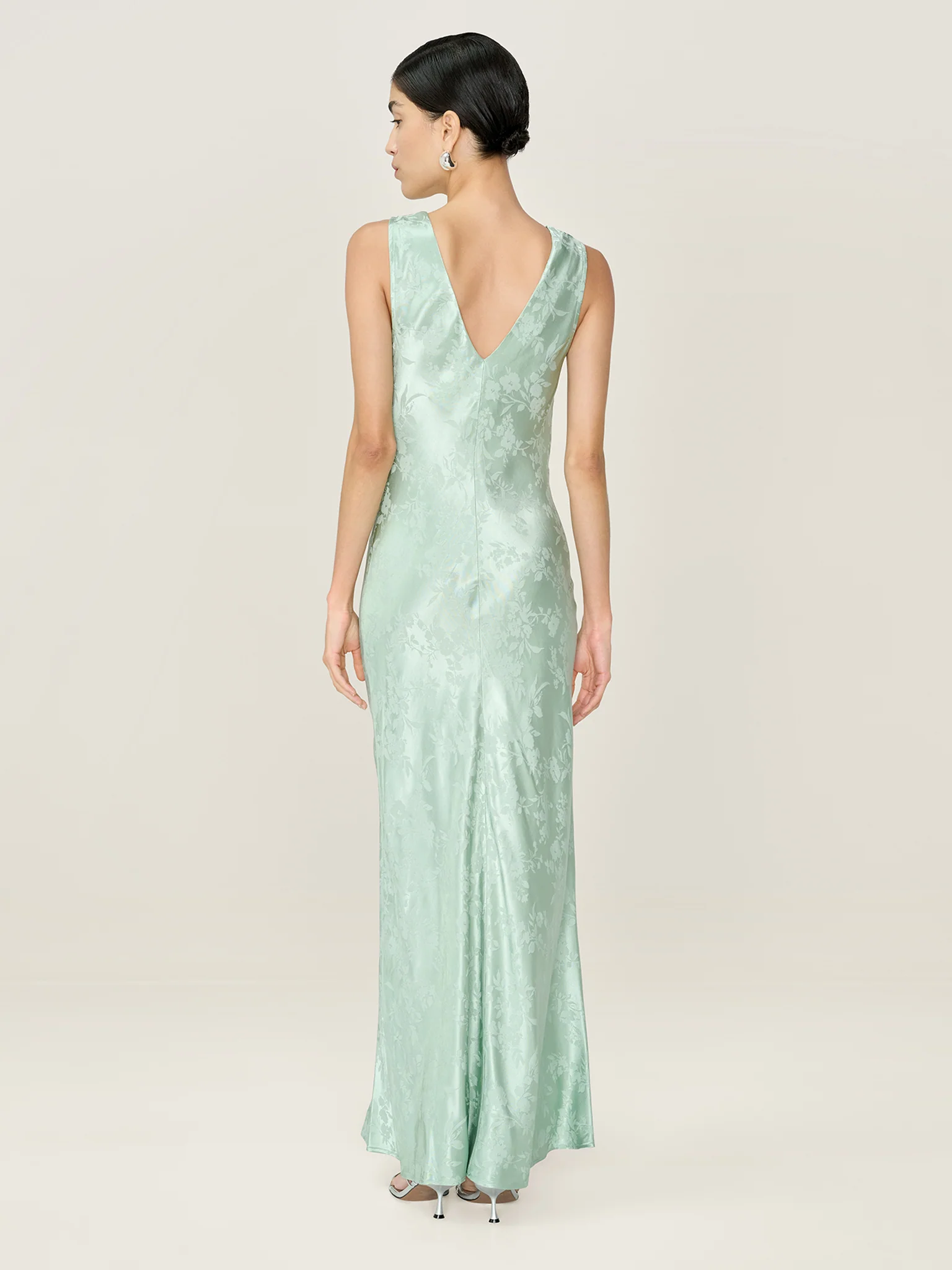 Iris Jacquard Dress in Sage - Image 3