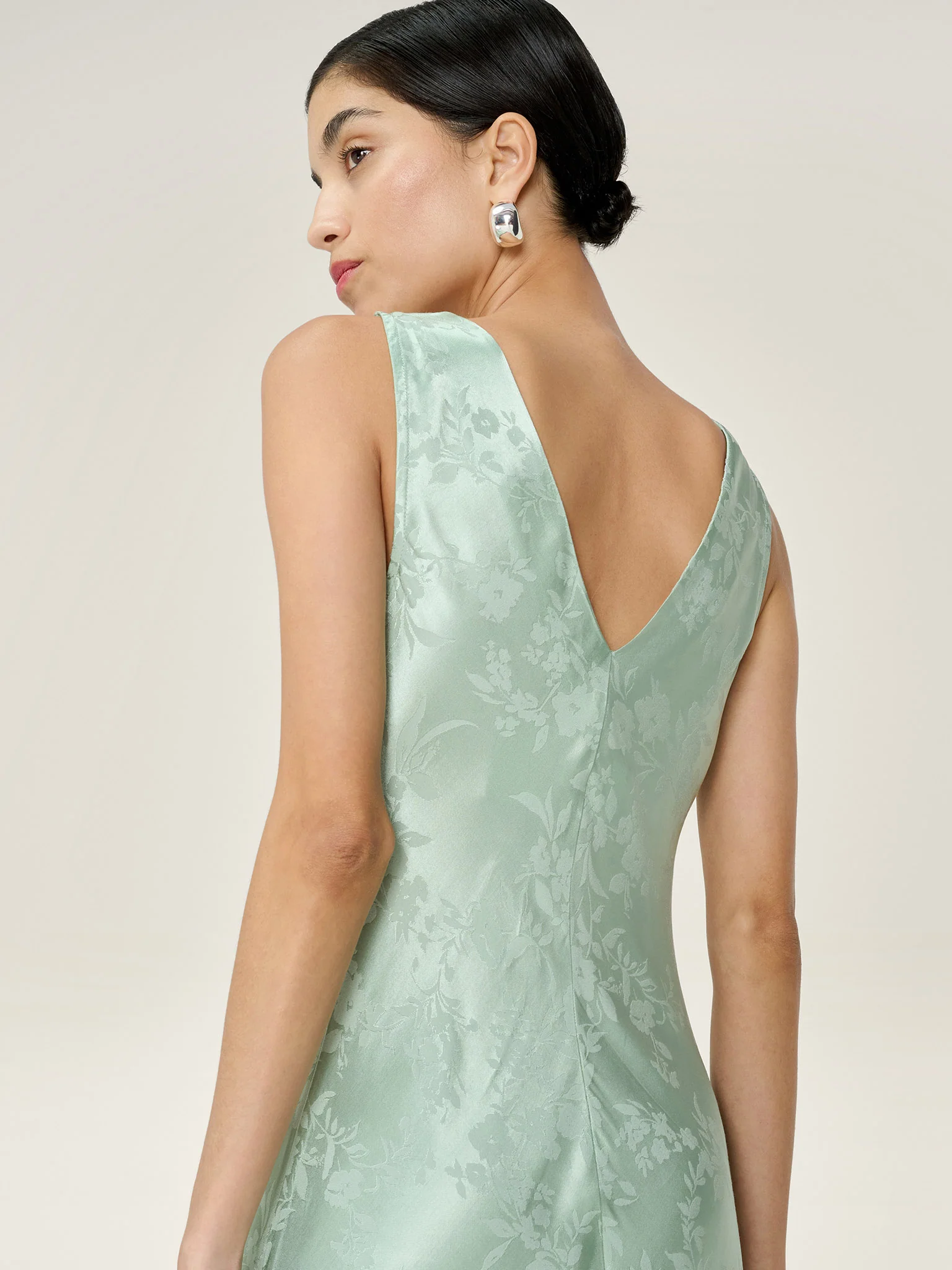 Iris Jacquard Dress in Sage - Image 4