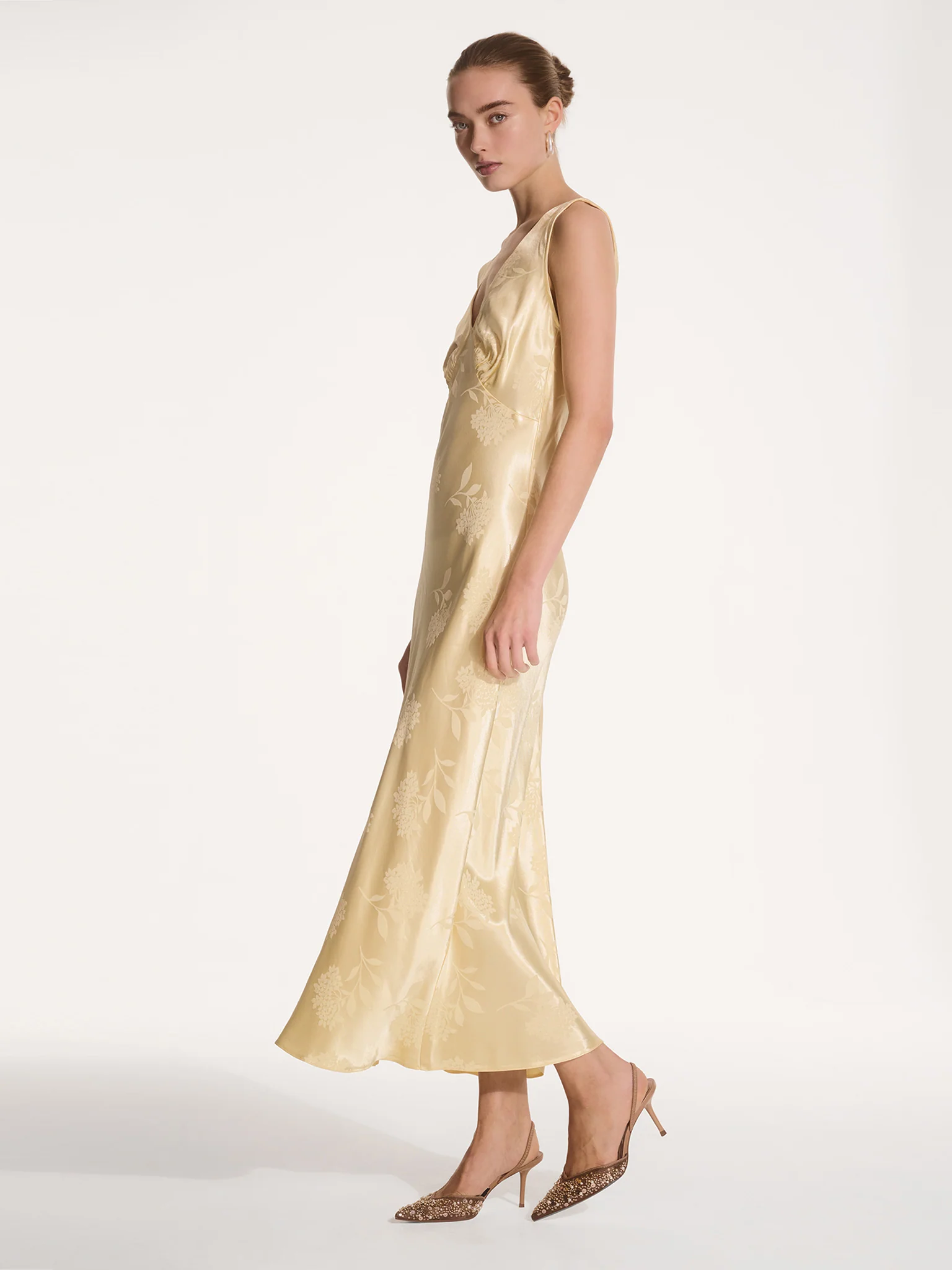 Iris Jacquard Dress in Vintage Yellow - Image 2