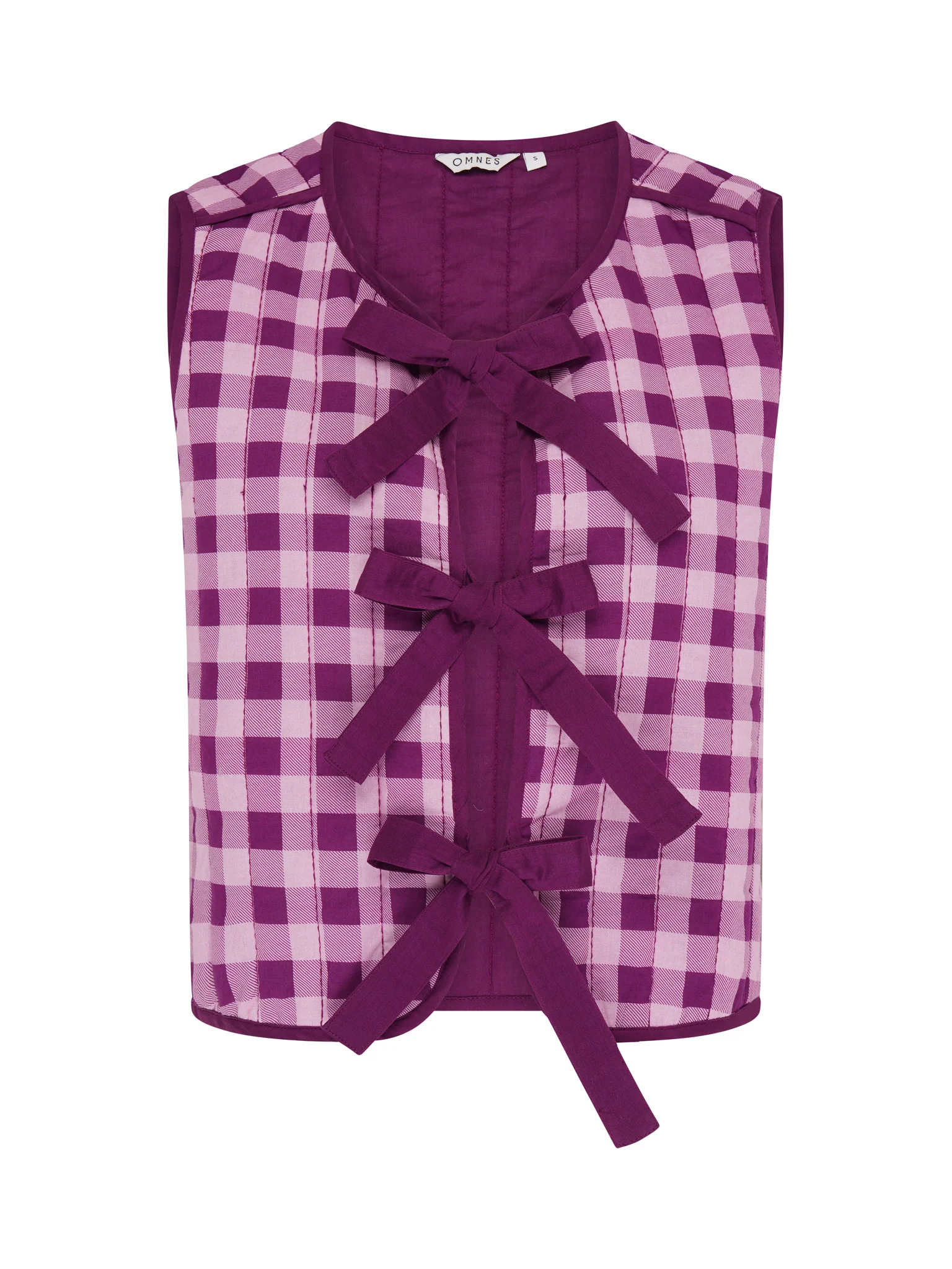 Jojo Quilted Gilet in Pink Gingham - Image 6