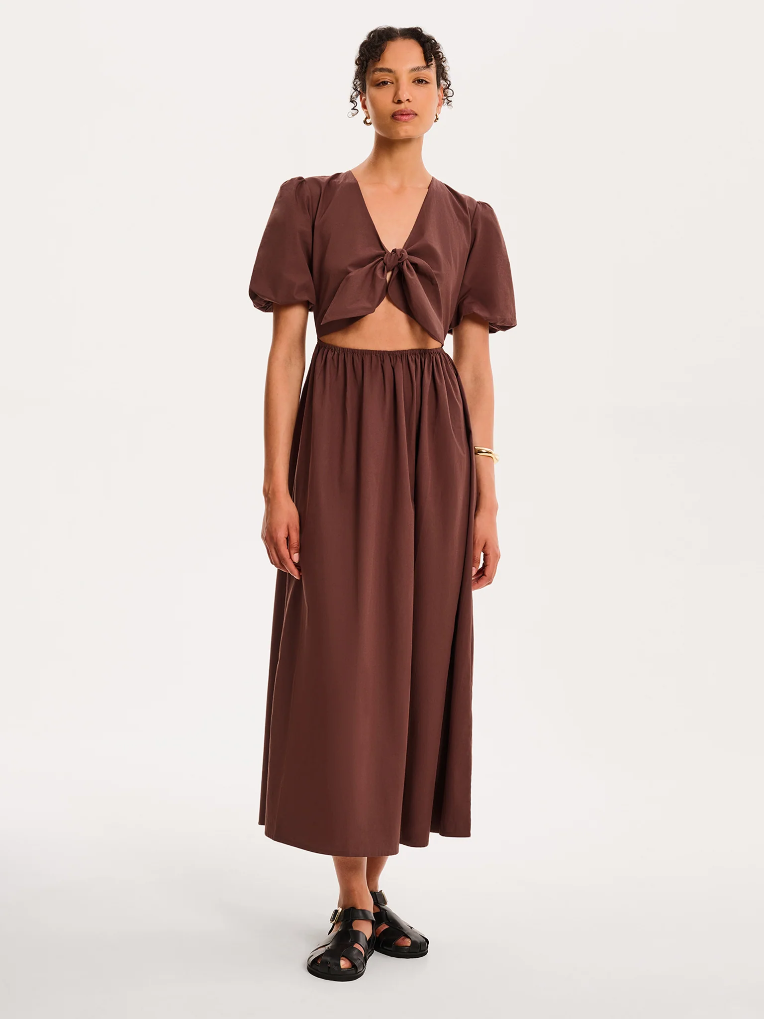 Joy Midi Dress in Chocolate