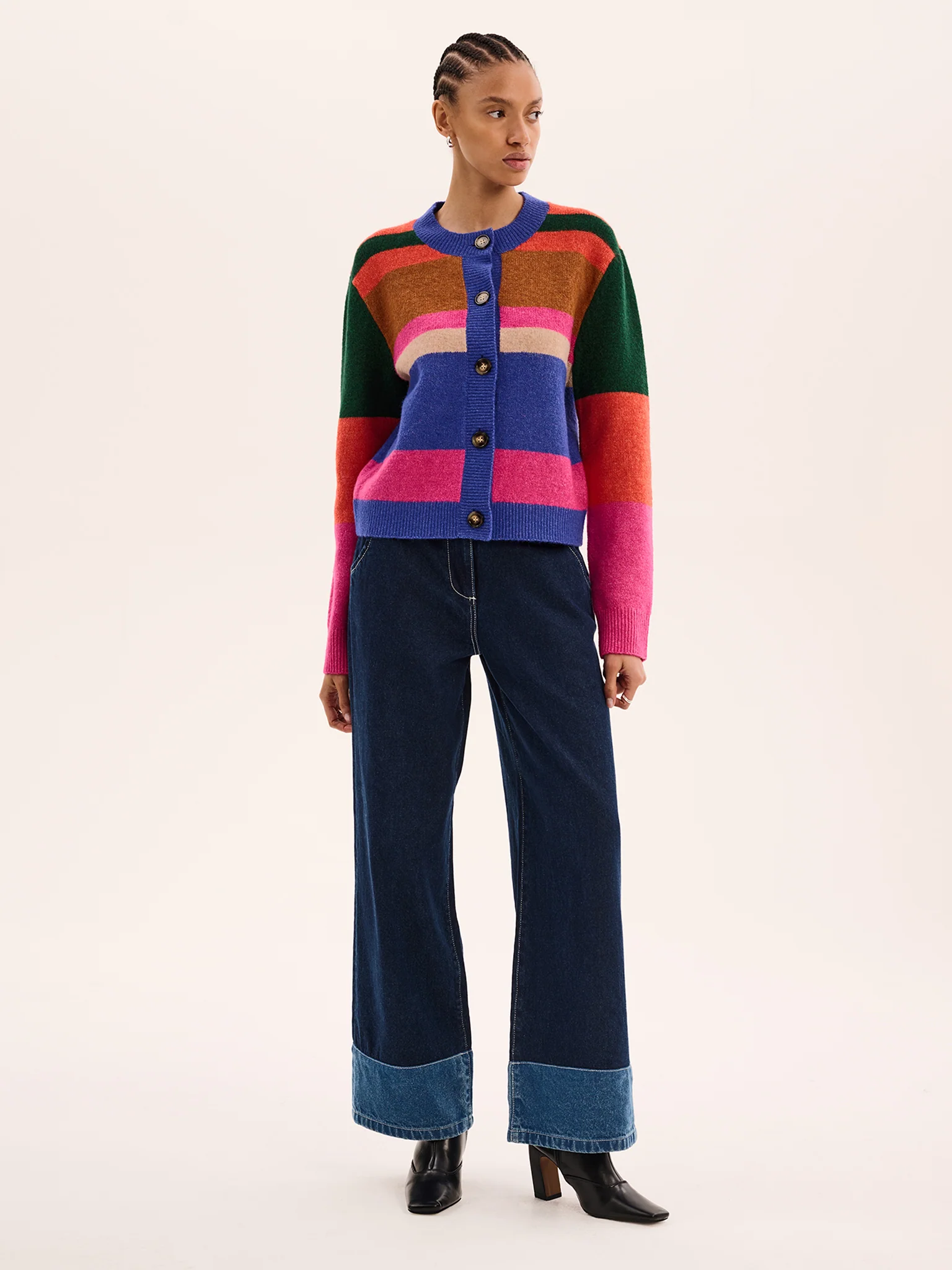 Kamaria Striped Cardigan in Multi - Image 2