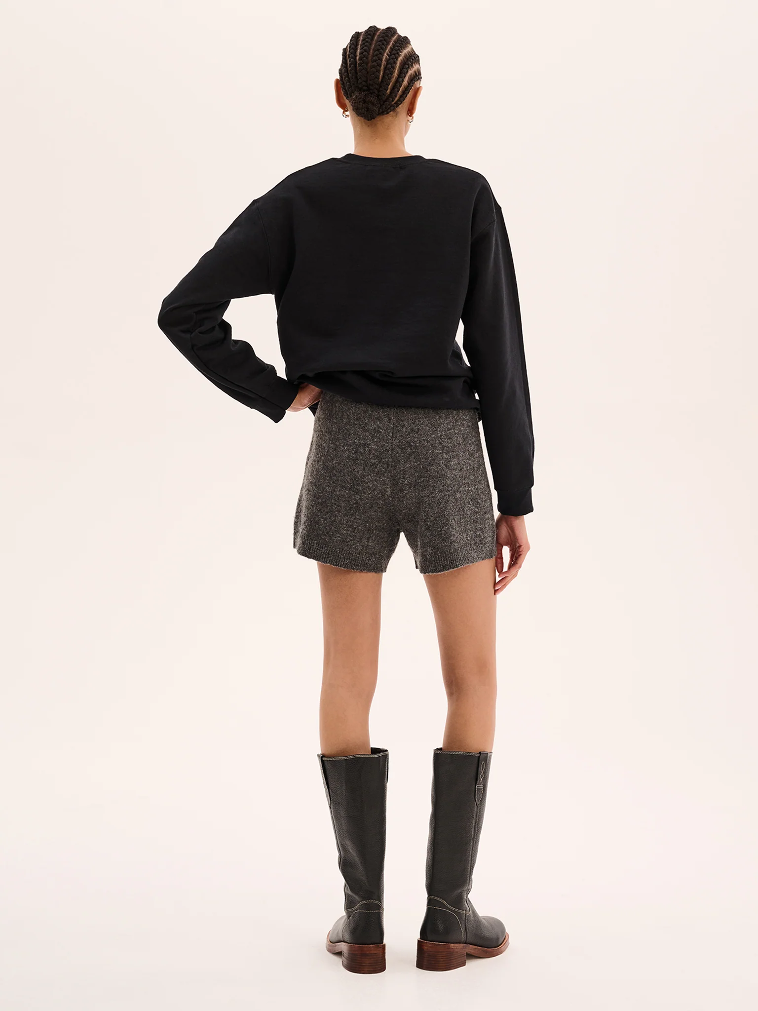 Kayleigh Knit Shorts in Grey Marl - Image 4
