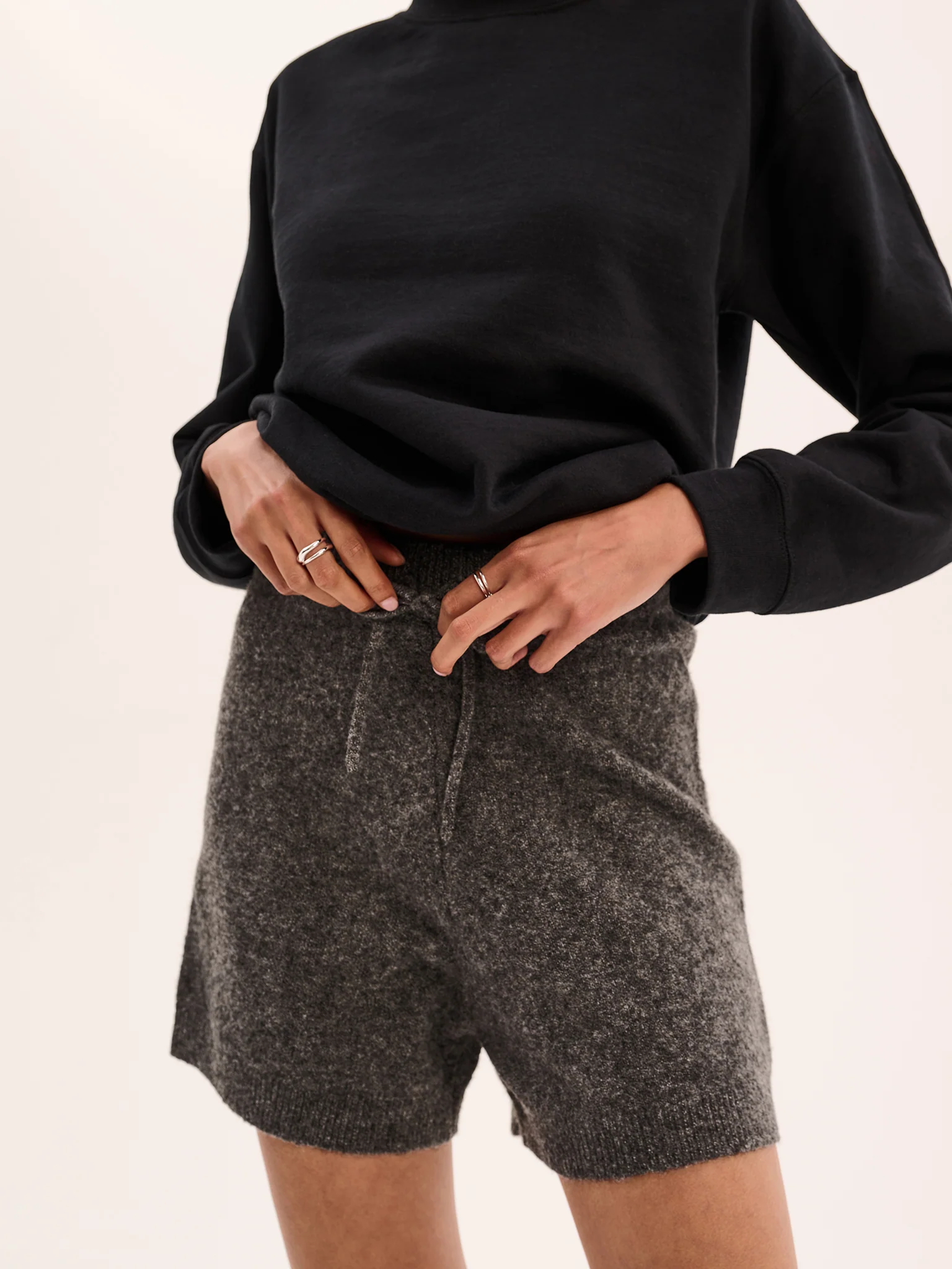 Kayleigh Knit Shorts in Grey Marl - Image 5