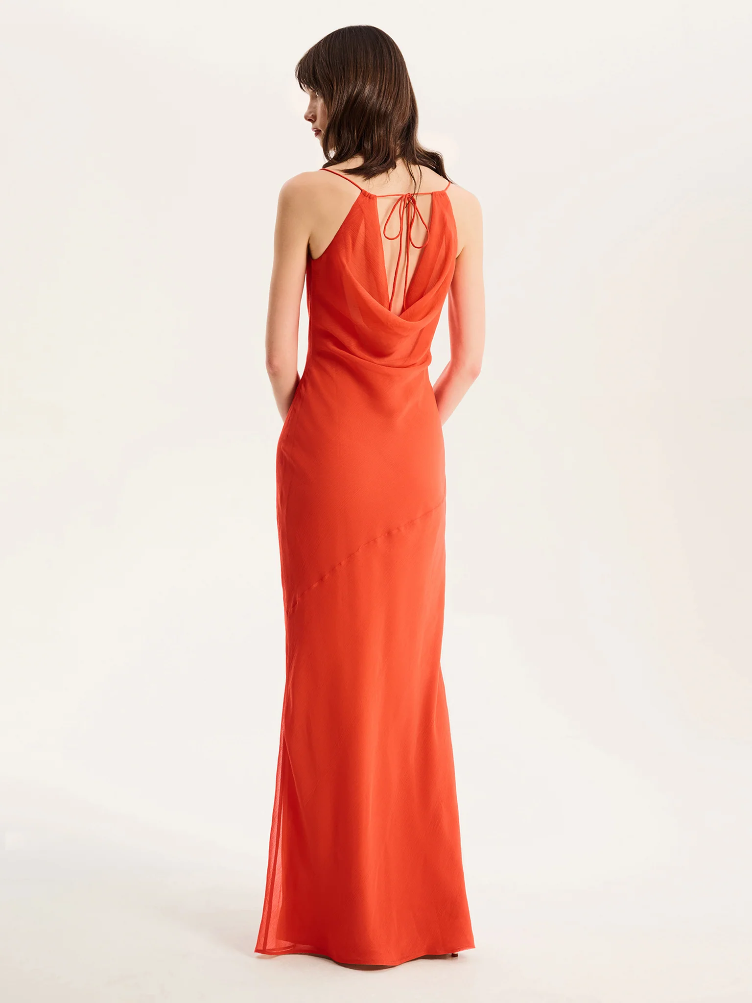 Koko Chiffon Dress in Orange - Image 4