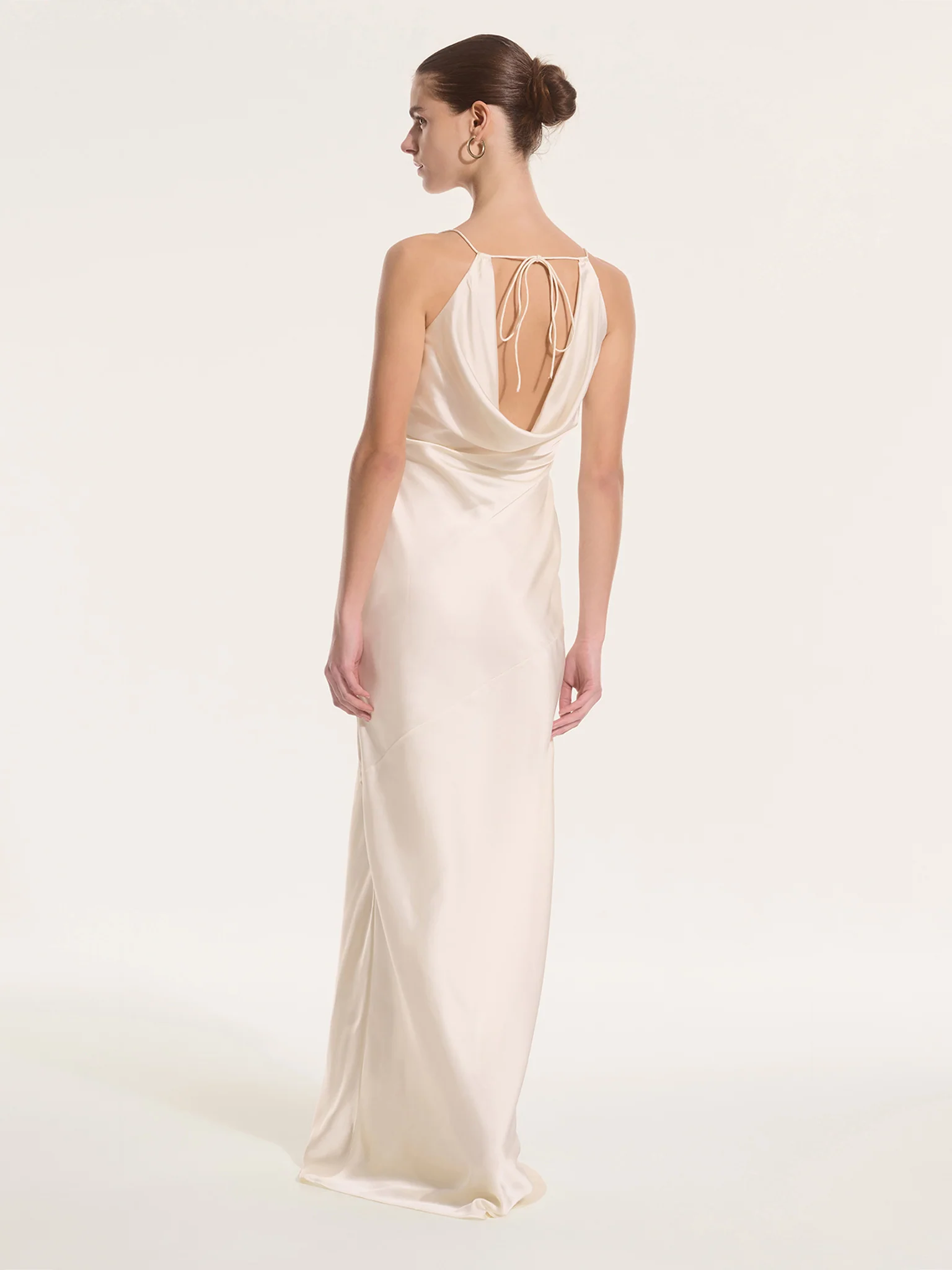Koko Satin Dress in Ivory - Image 3