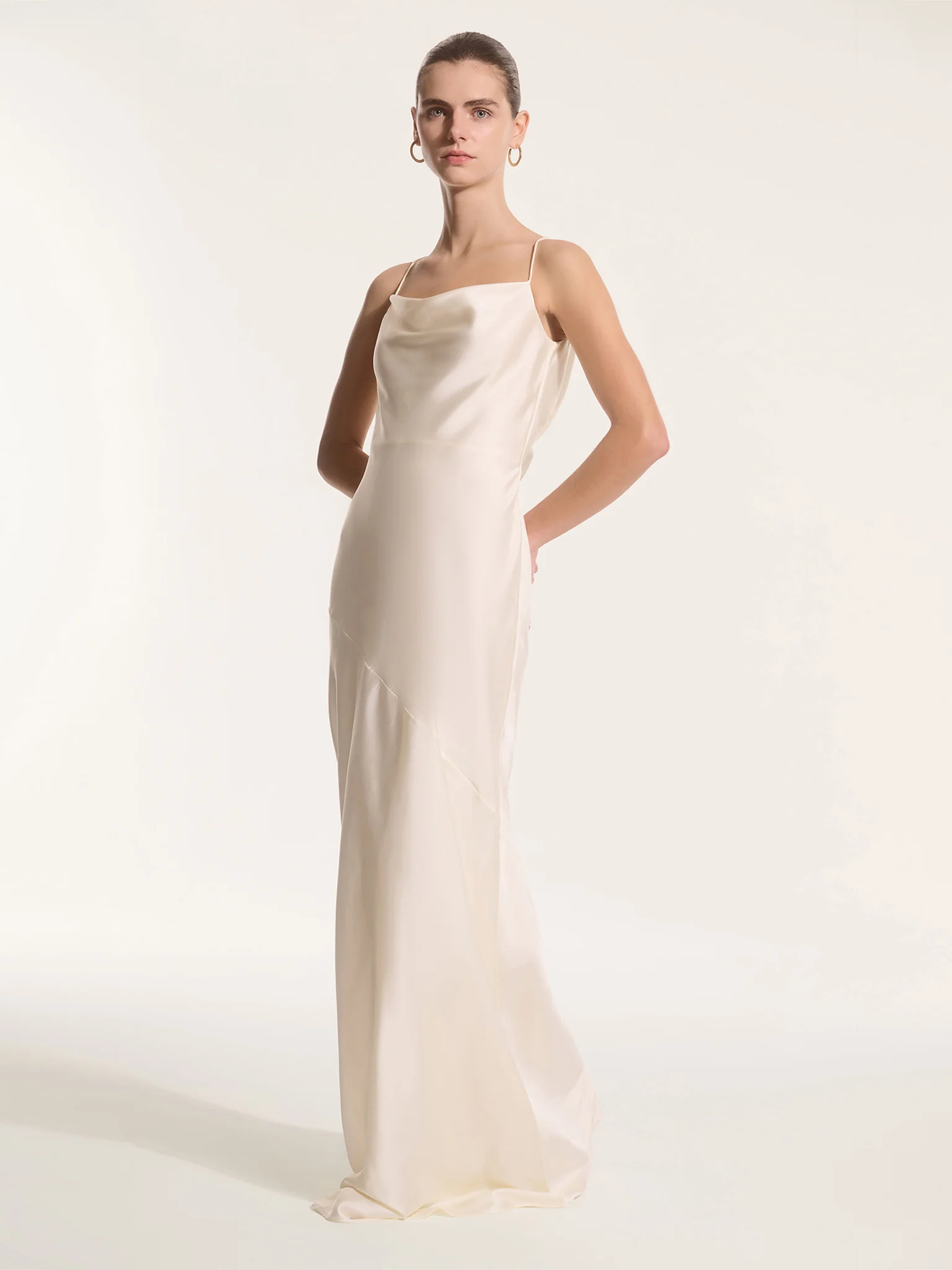 Koko Satin Dress in Ivory - Image 4