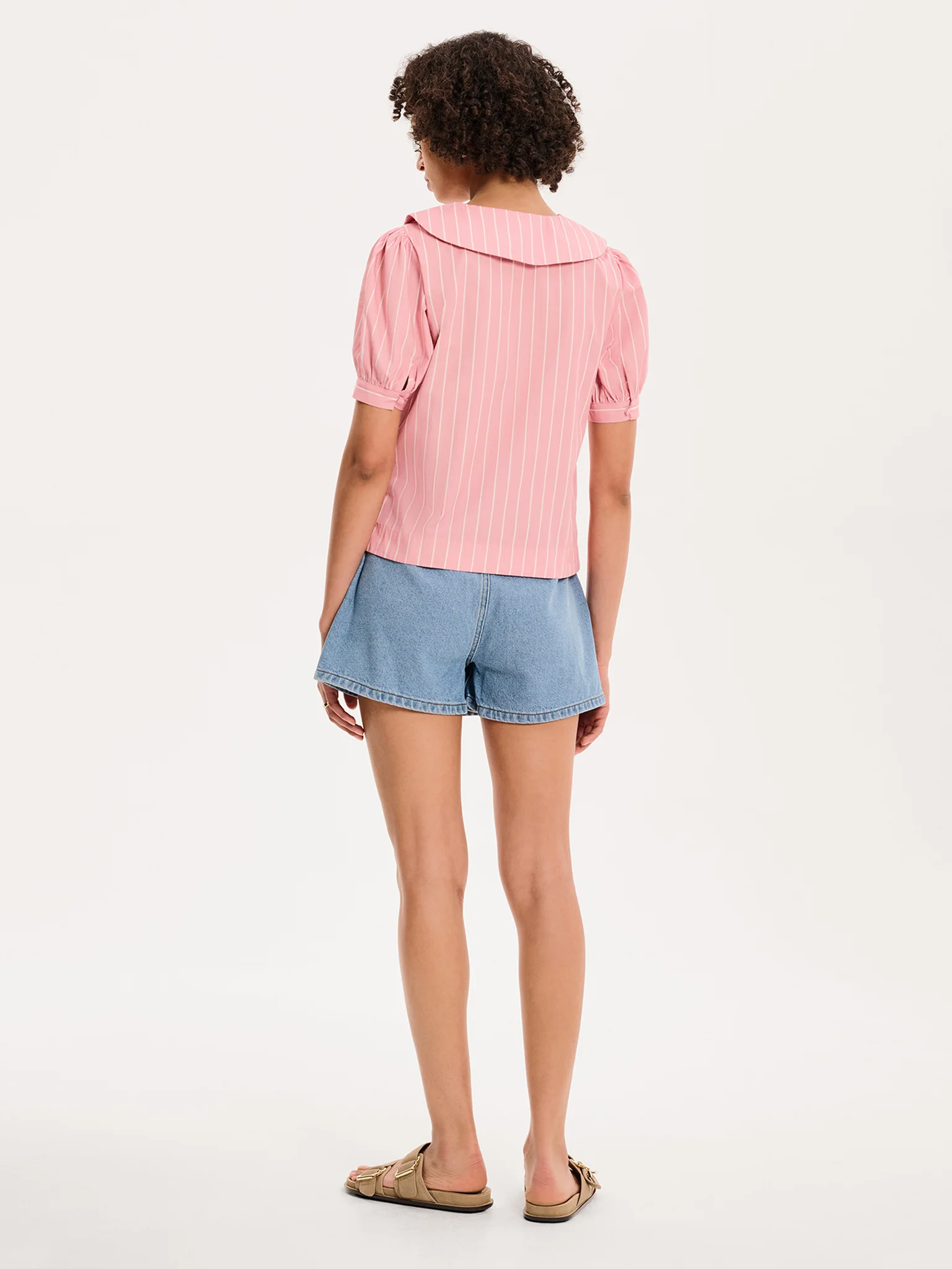 Kyra Shirt in Pink and White Stripe - Image 3