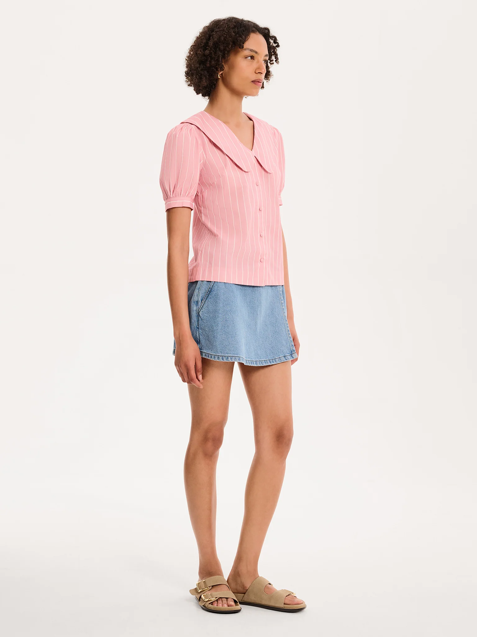 Kyra Shirt in Pink and White Stripe - Image 4