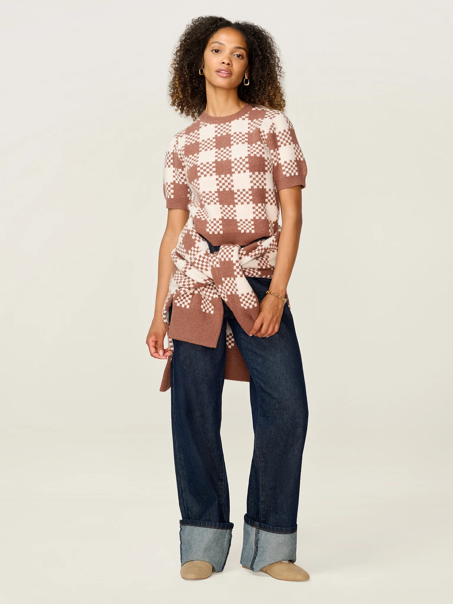 Lexi Weave Top in Brown and Cream - Image 6