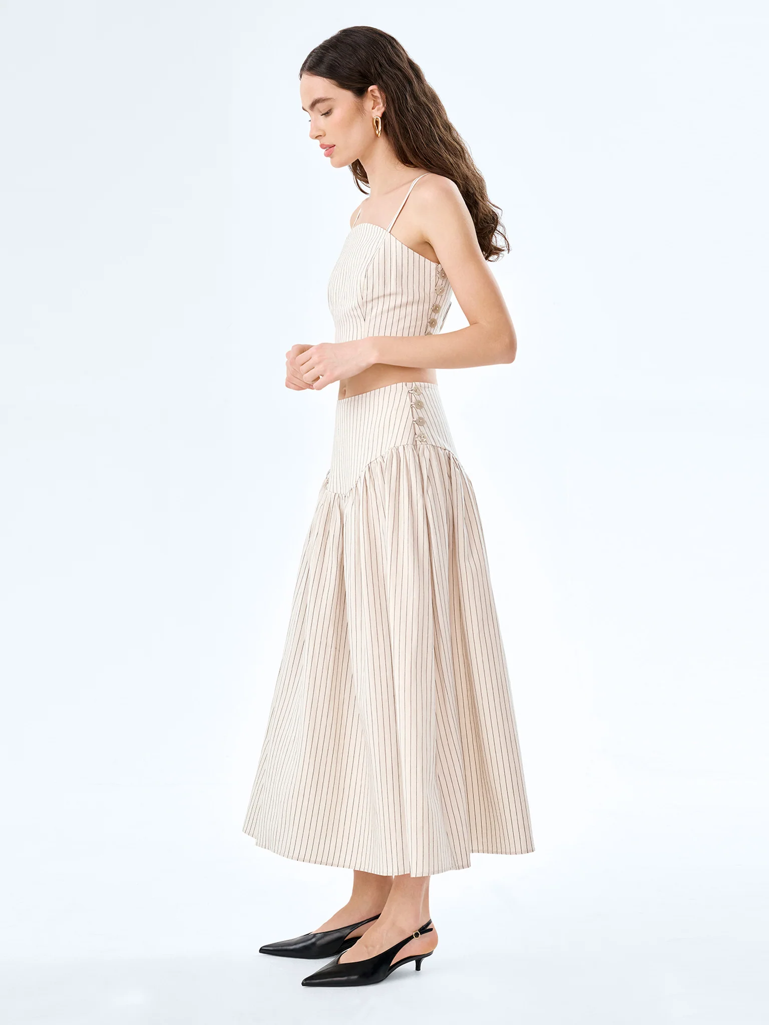 Lucille Skirt in Cream and Black Stripe - Image 2