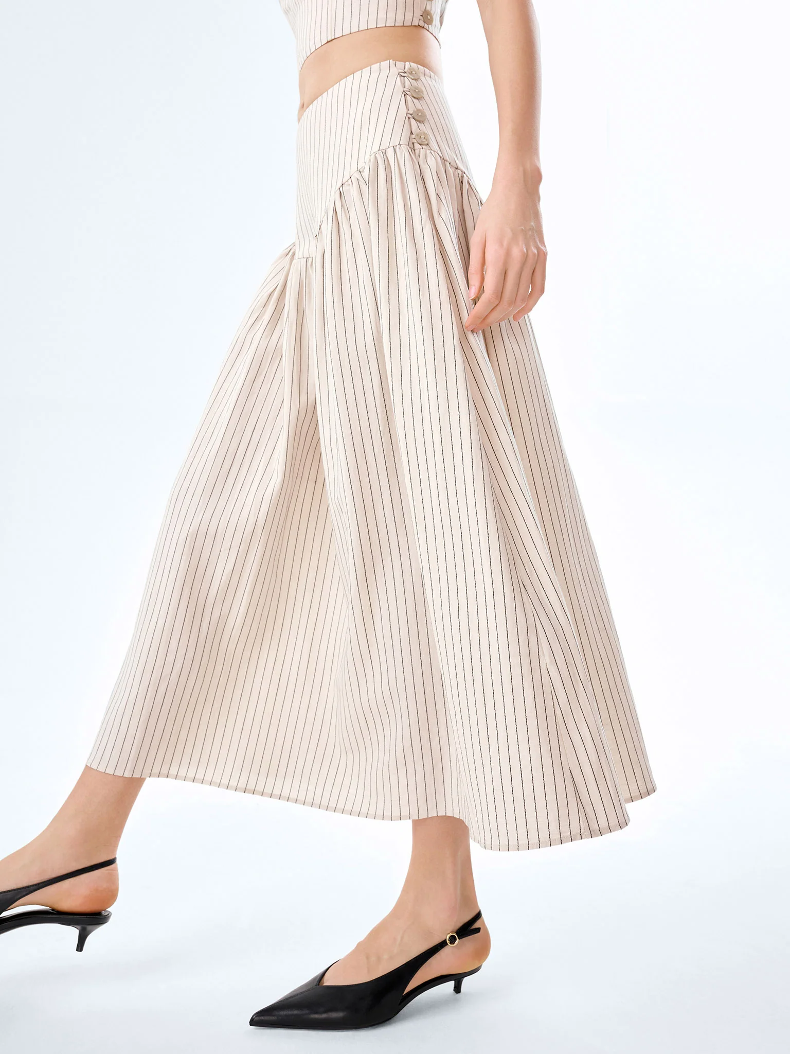 Lucille Skirt in Cream and Black Stripe - Image 3