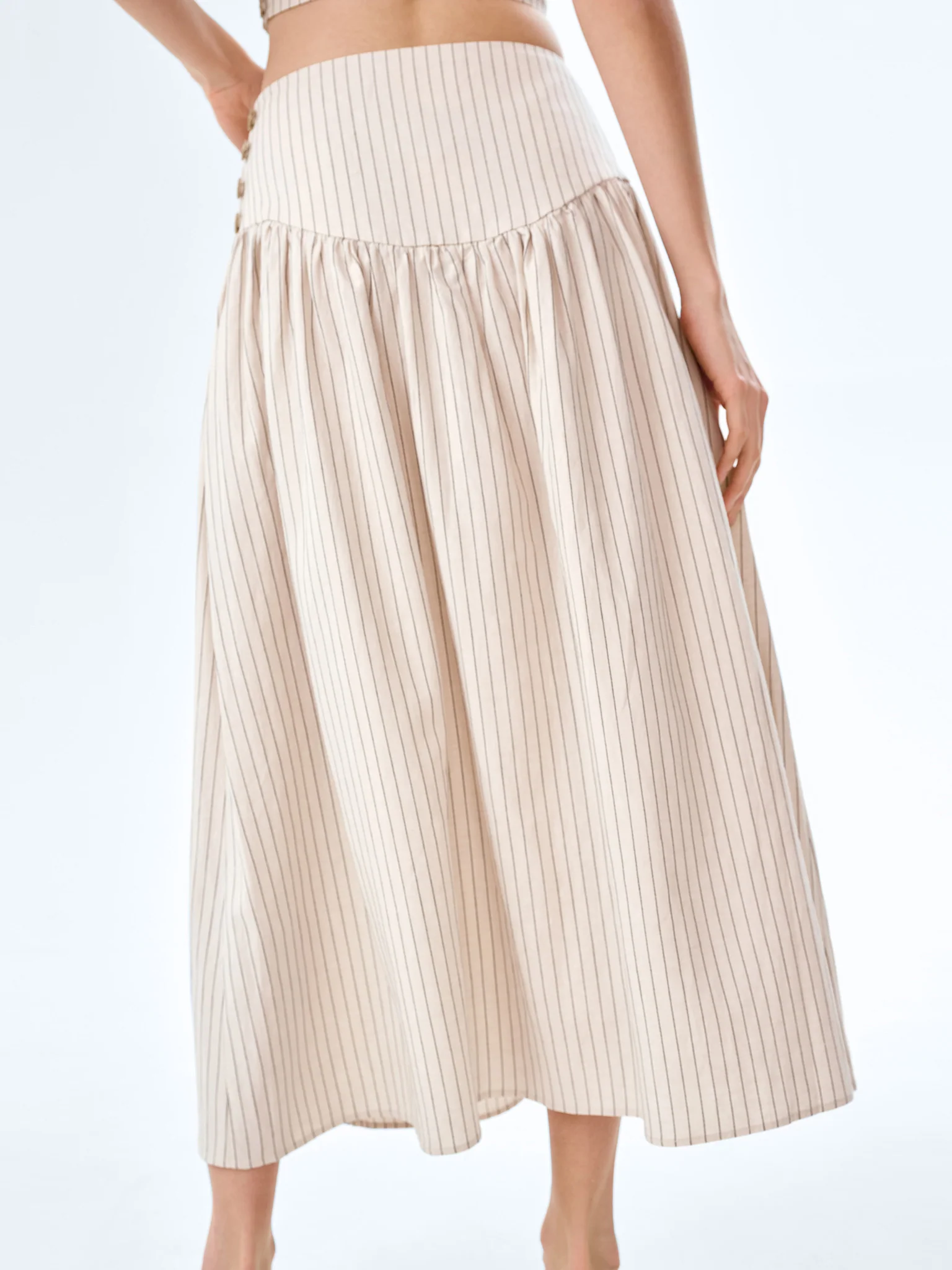 Lucille Skirt in Cream and Black Stripe - Image 4