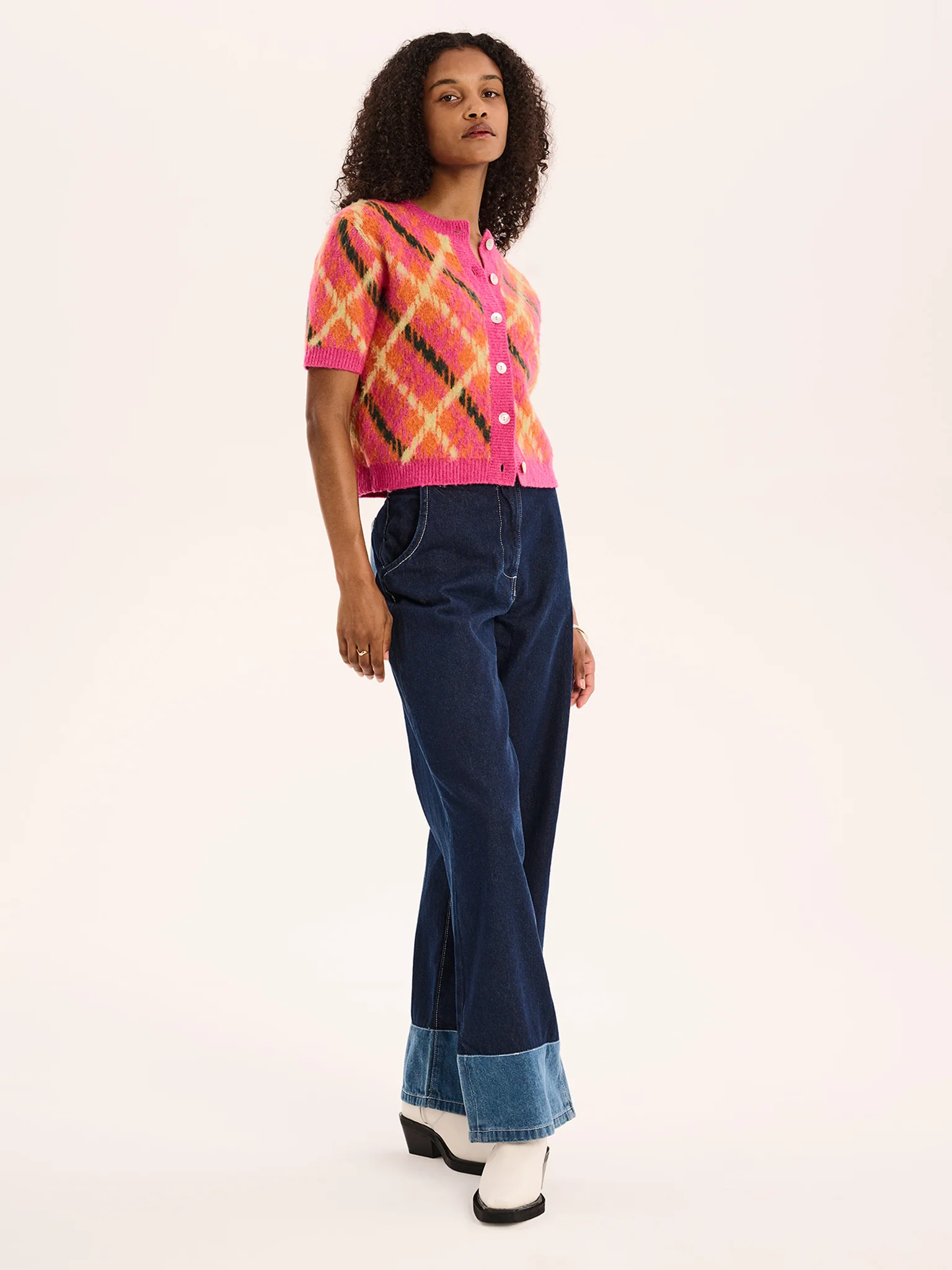 Lulu Check Top in Orange - Image 2